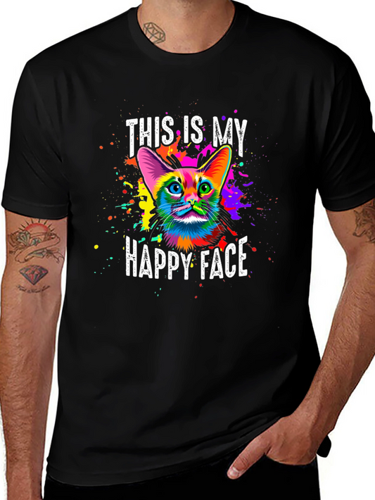 Colorful Cat T-Shirt - My Happy Face Tee