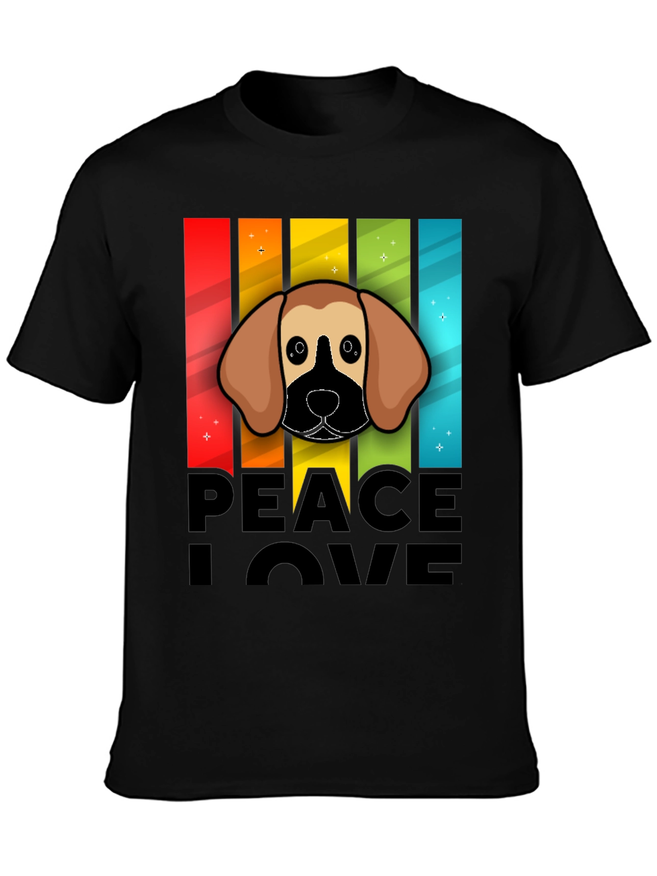 Peace Love Dog T-Shirt Cartoon Style
