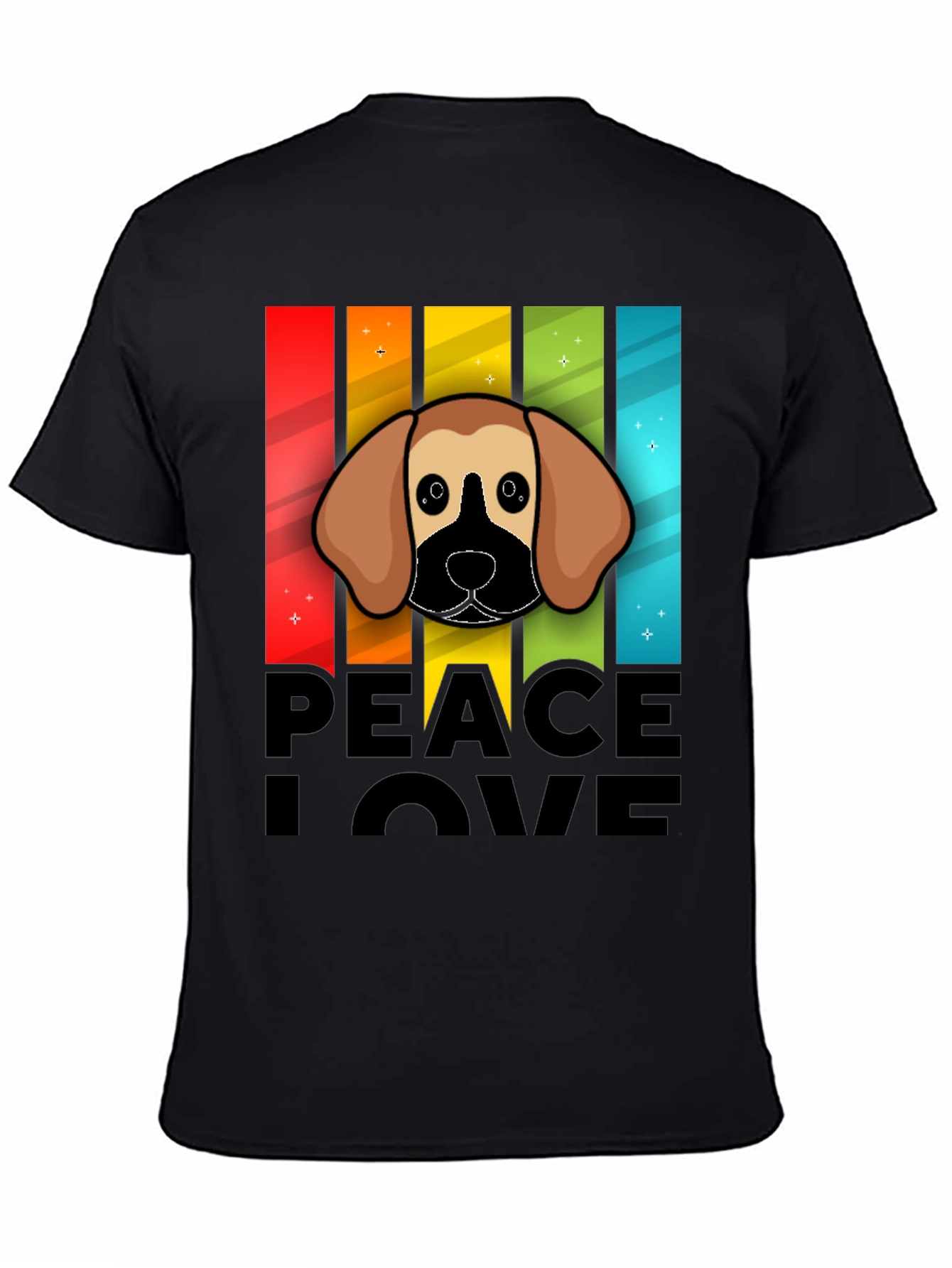 Peace Love Dog T-Shirt Cartoon Style