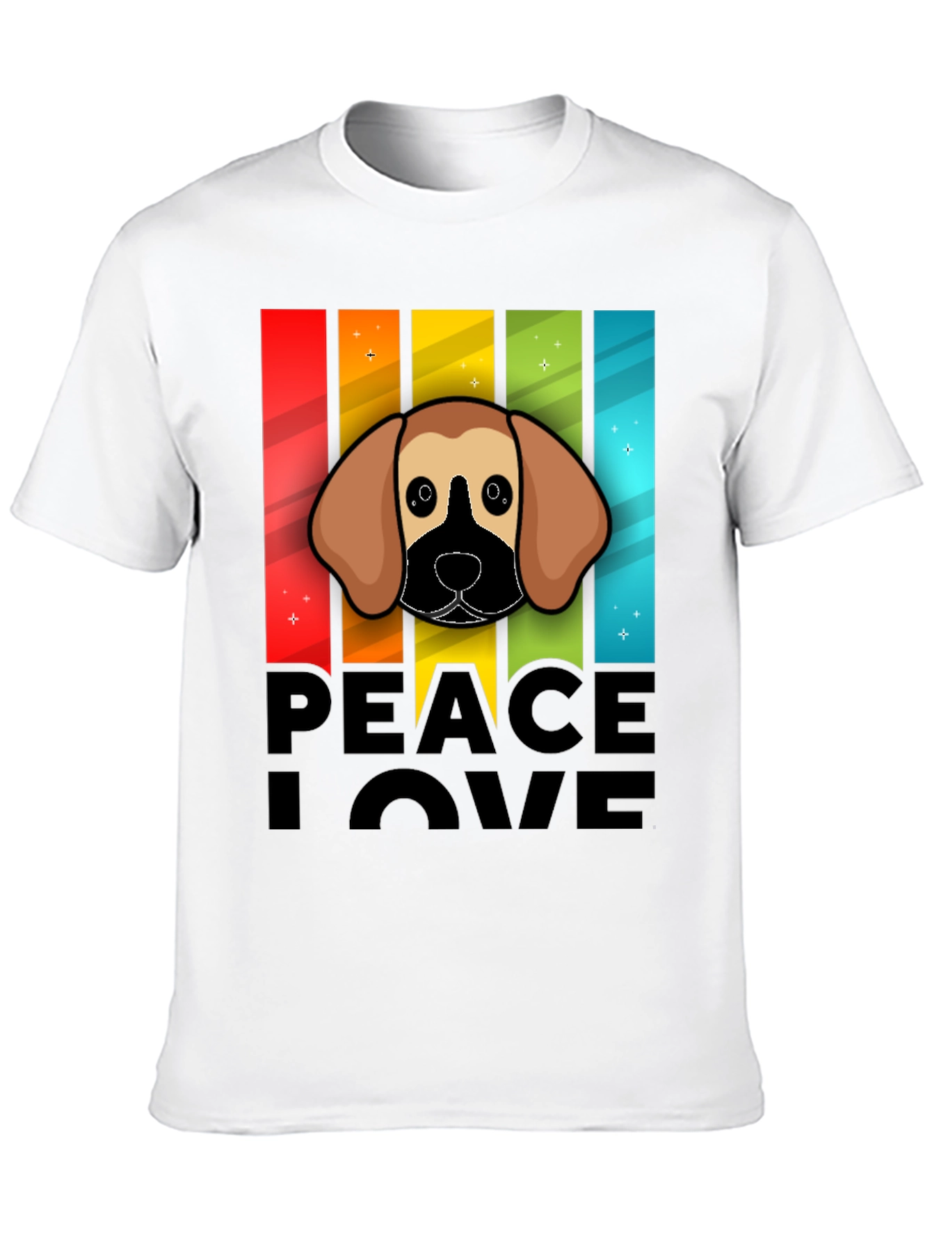Peace Love Dog T-Shirt Cartoon Style