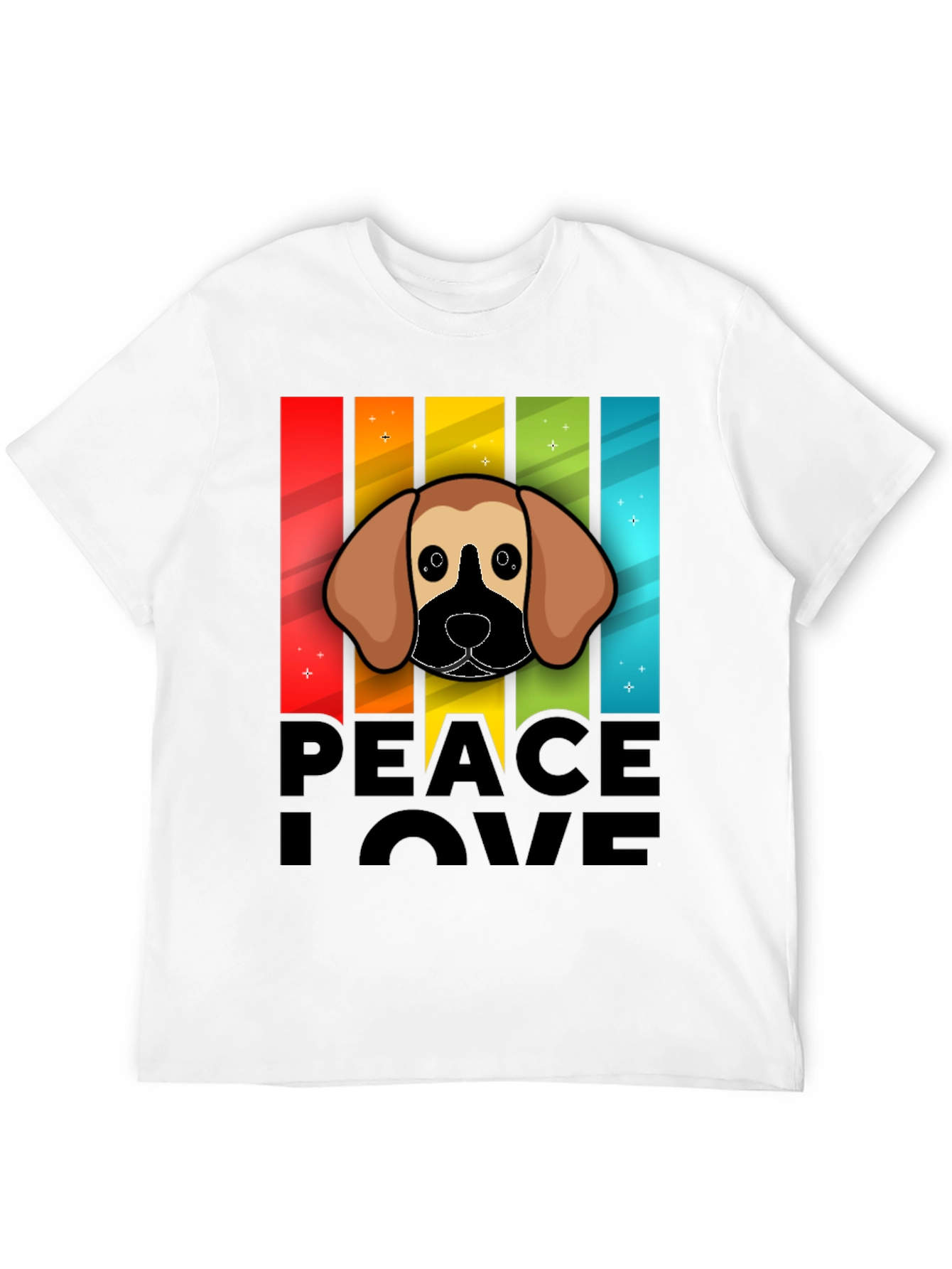 Peace Love Dog T-Shirt Cartoon Style
