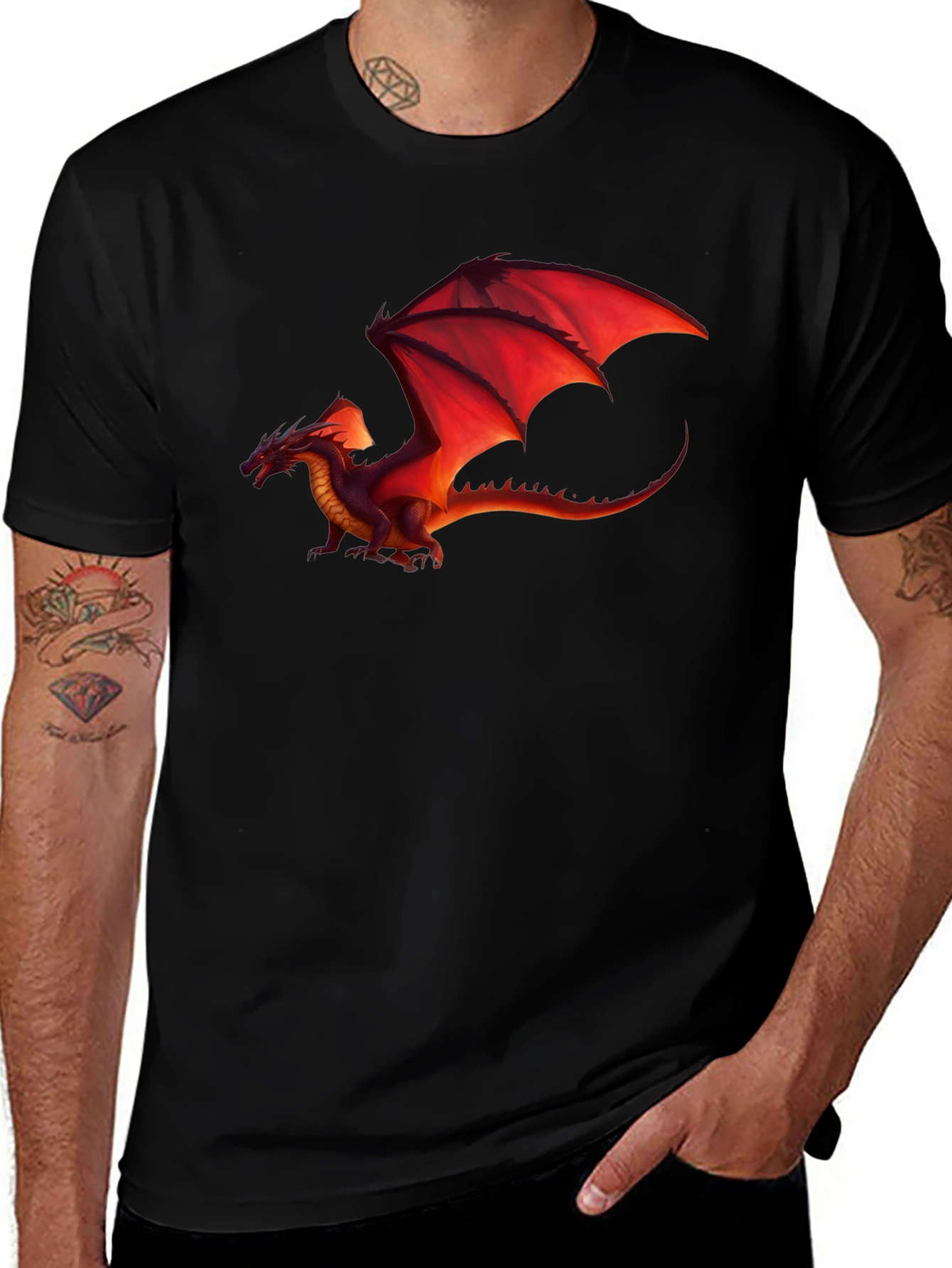 Red Dragon Graphic Black T-Shirt