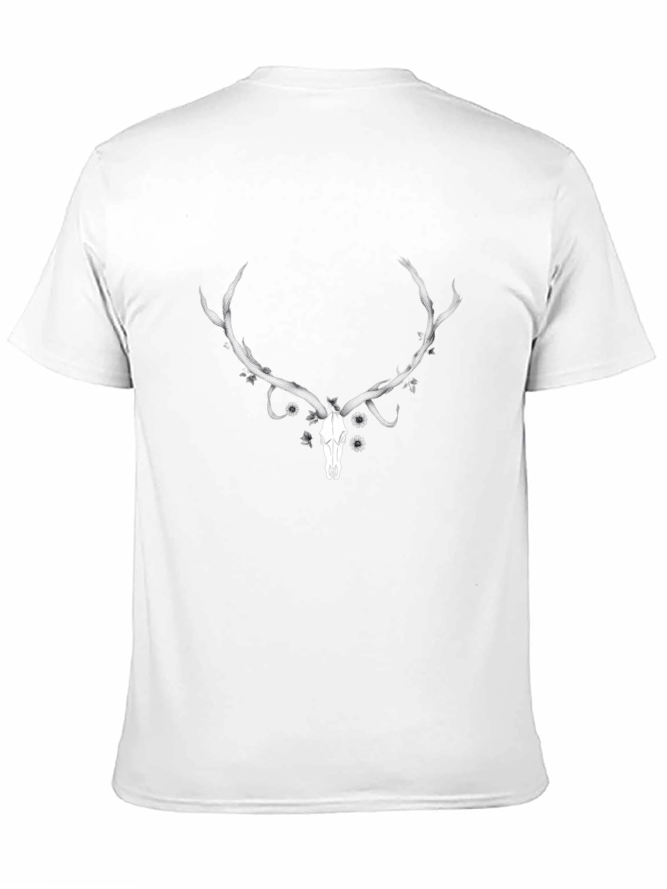 Deer Skull Graphic Tee - Black Cotton T-Shirt