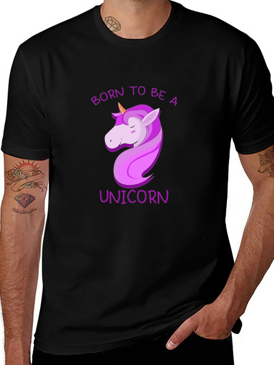 Born To Be A Unicorn T-Shirt - Black Cotton Tee