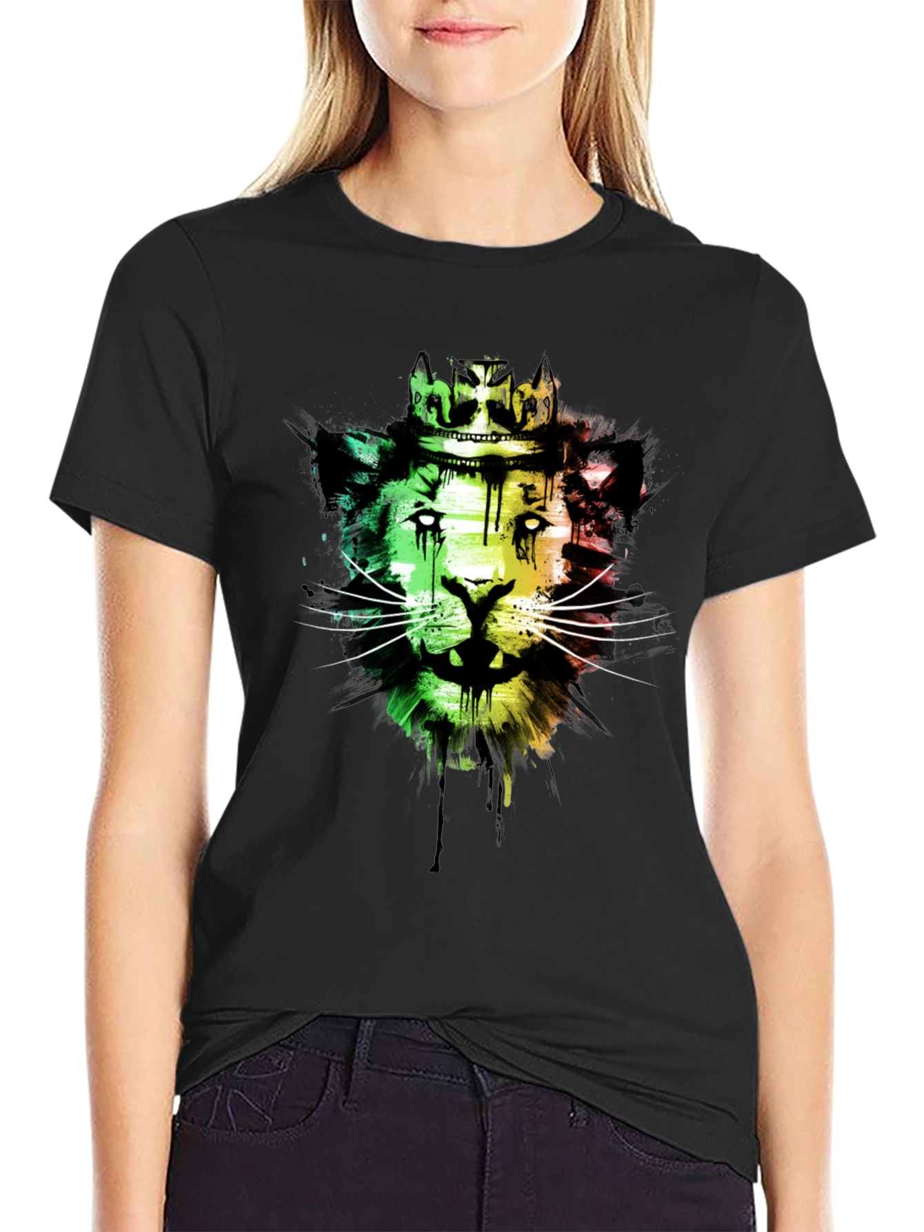 Lion King Crown Graphic Black T-Shirt