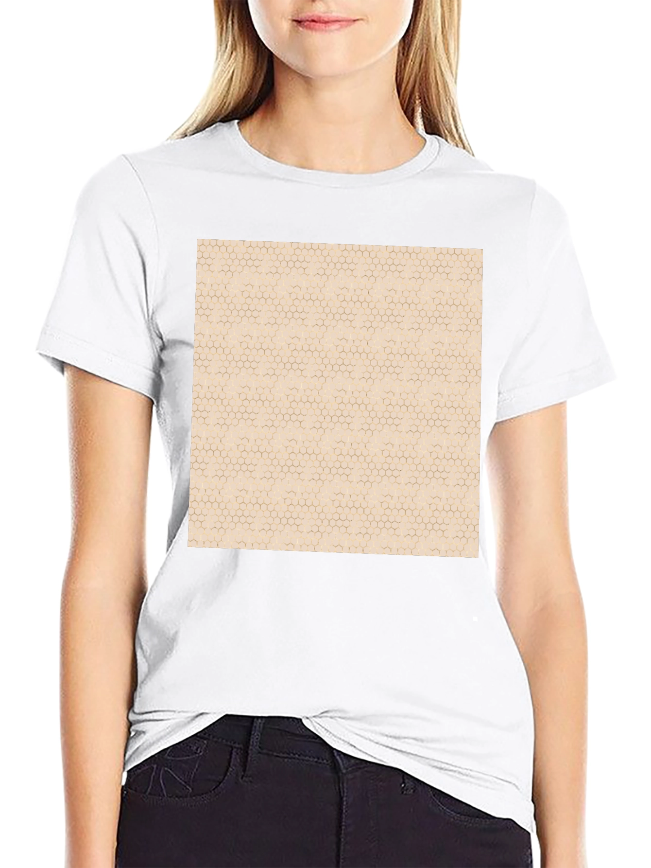 Honeycomb Pattern Graphic Tee - Modern Casual Style