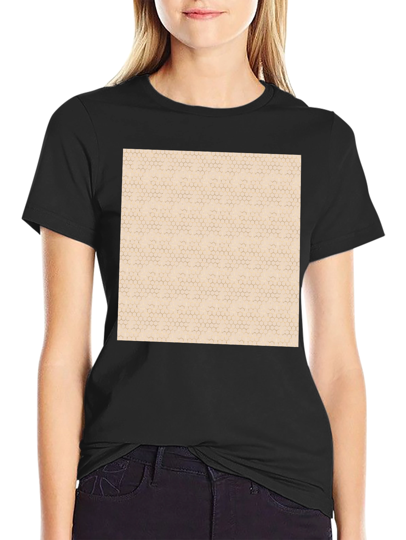 Honeycomb Pattern Graphic Tee - Modern Casual Style
