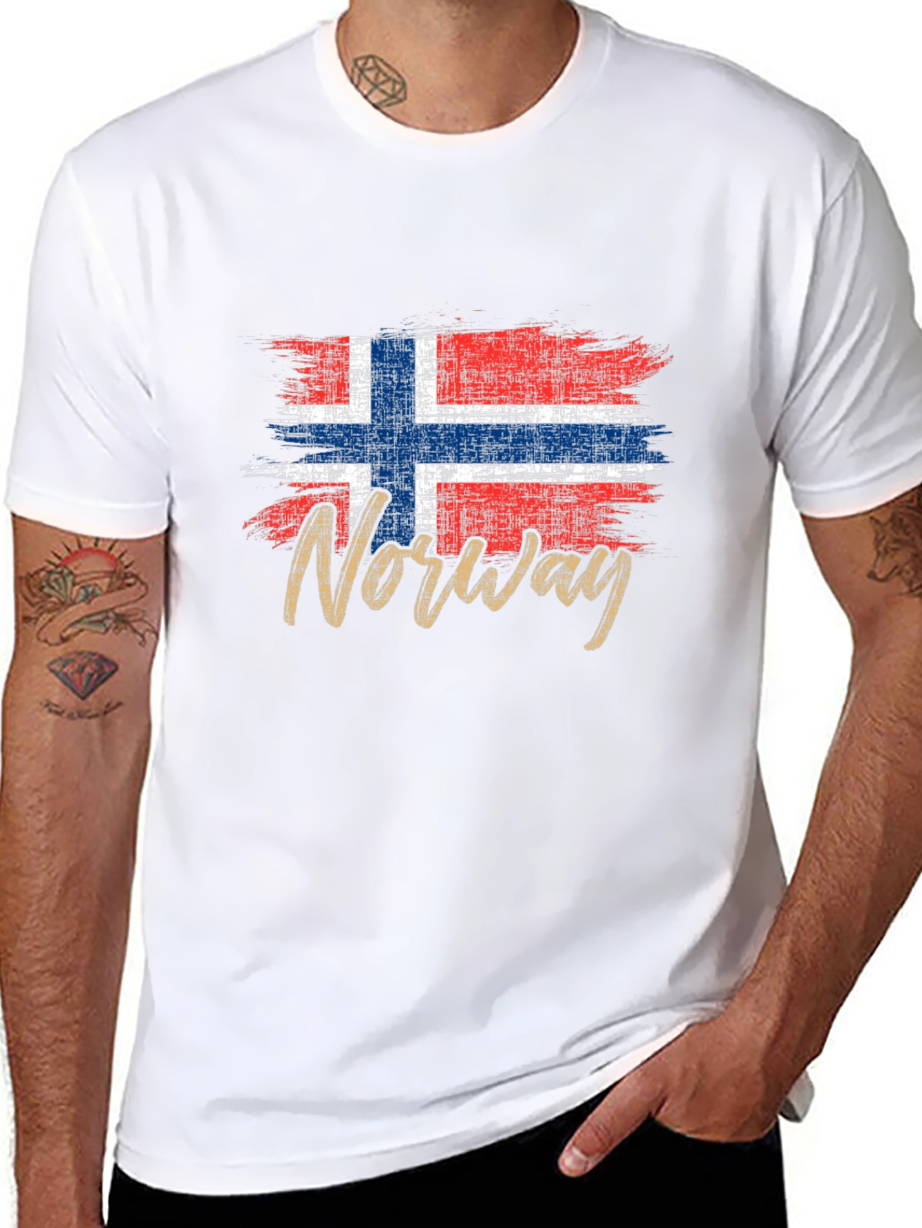 Norway Flag Grunge Style Graphic T-Shirt
