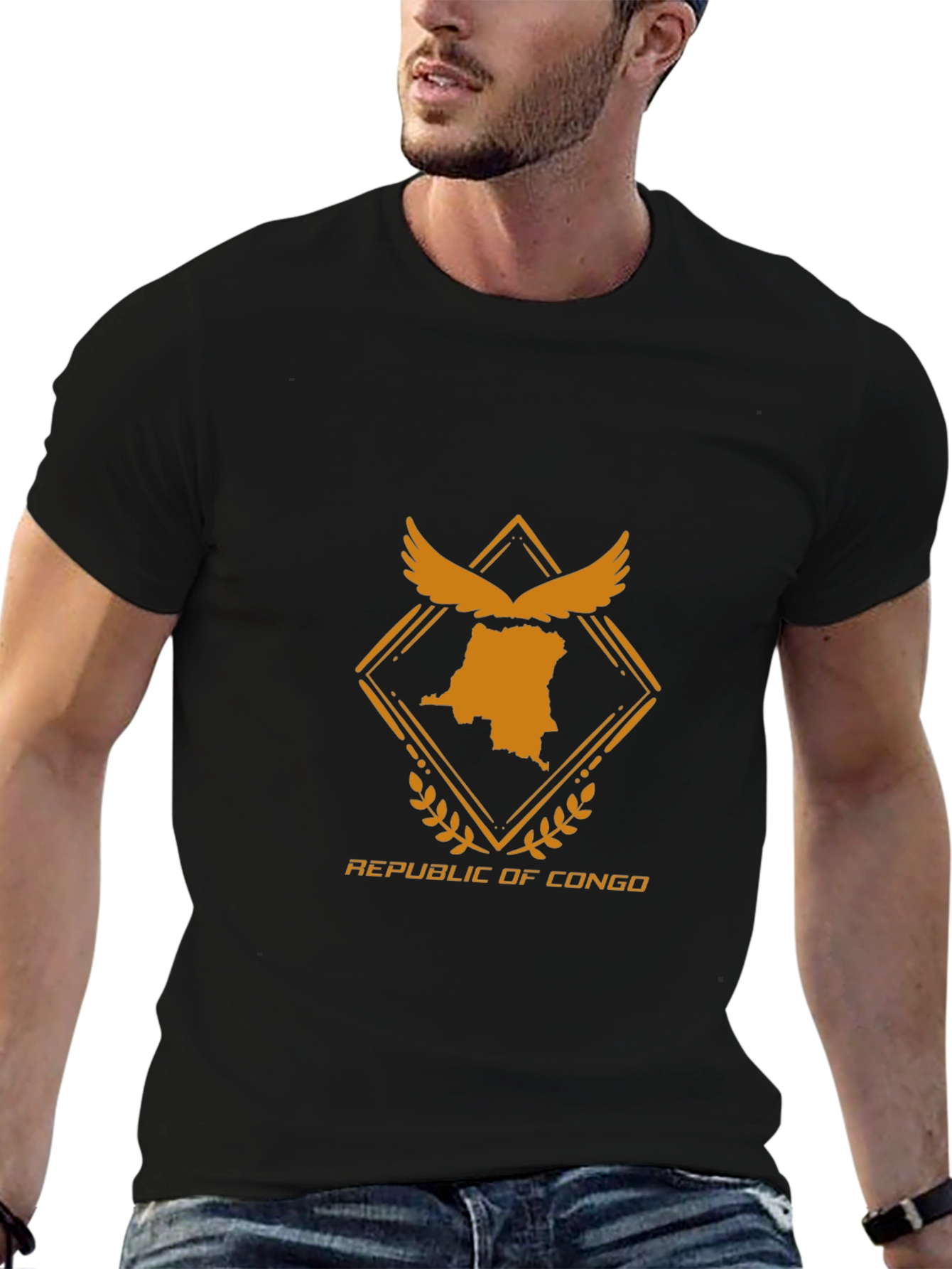 Republic of Congo Graphic Tee - Black Crew Neck