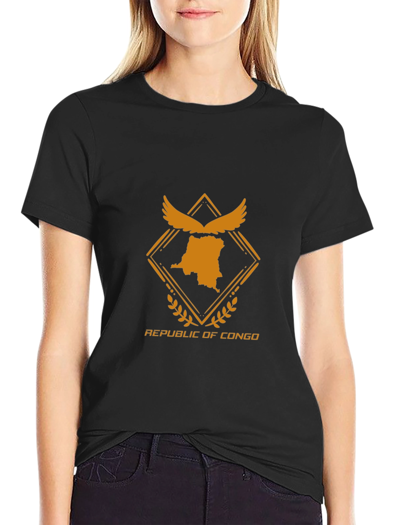 Republic of Congo Graphic Tee - Black Crew Neck