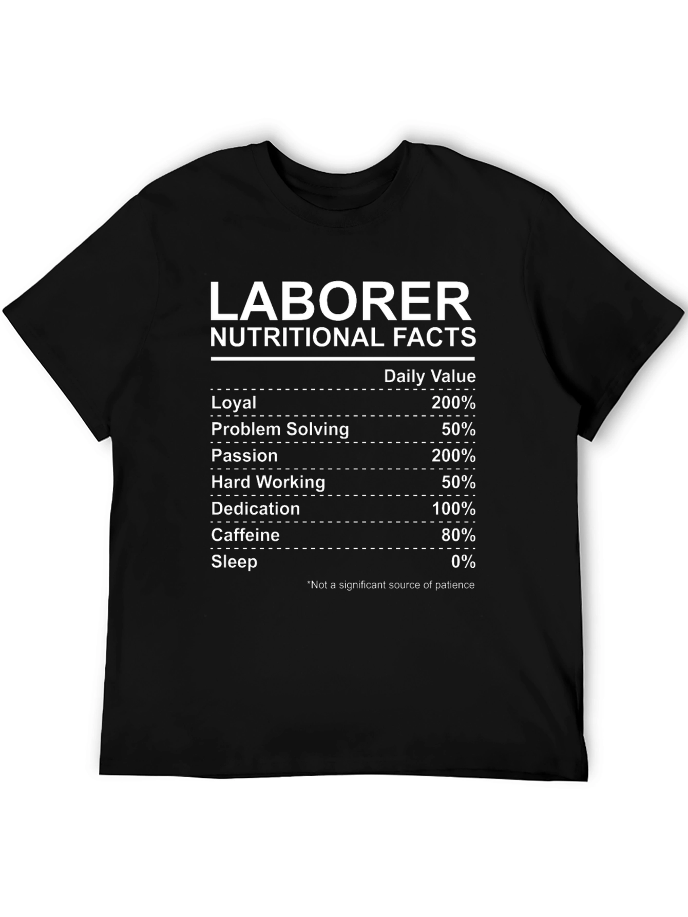 Laborer Nutritional Facts Graphic Tee