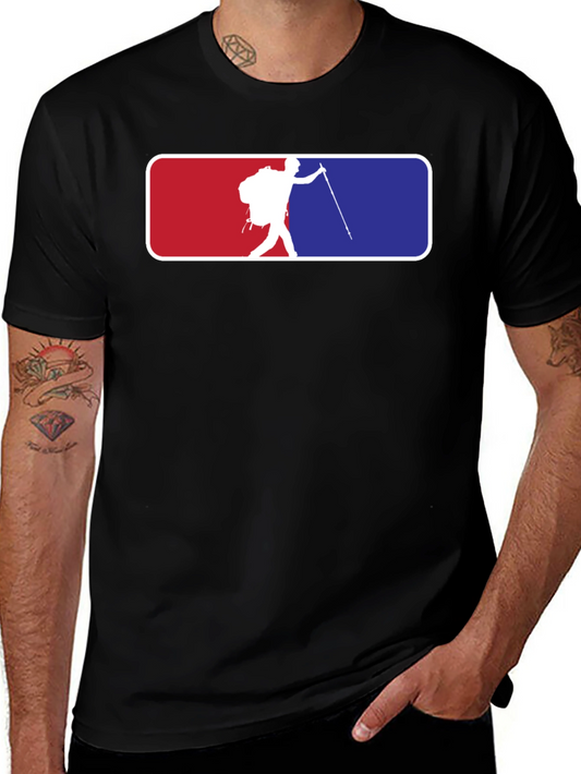 Hiking Adventure T-Shirt - Red & Blue Design