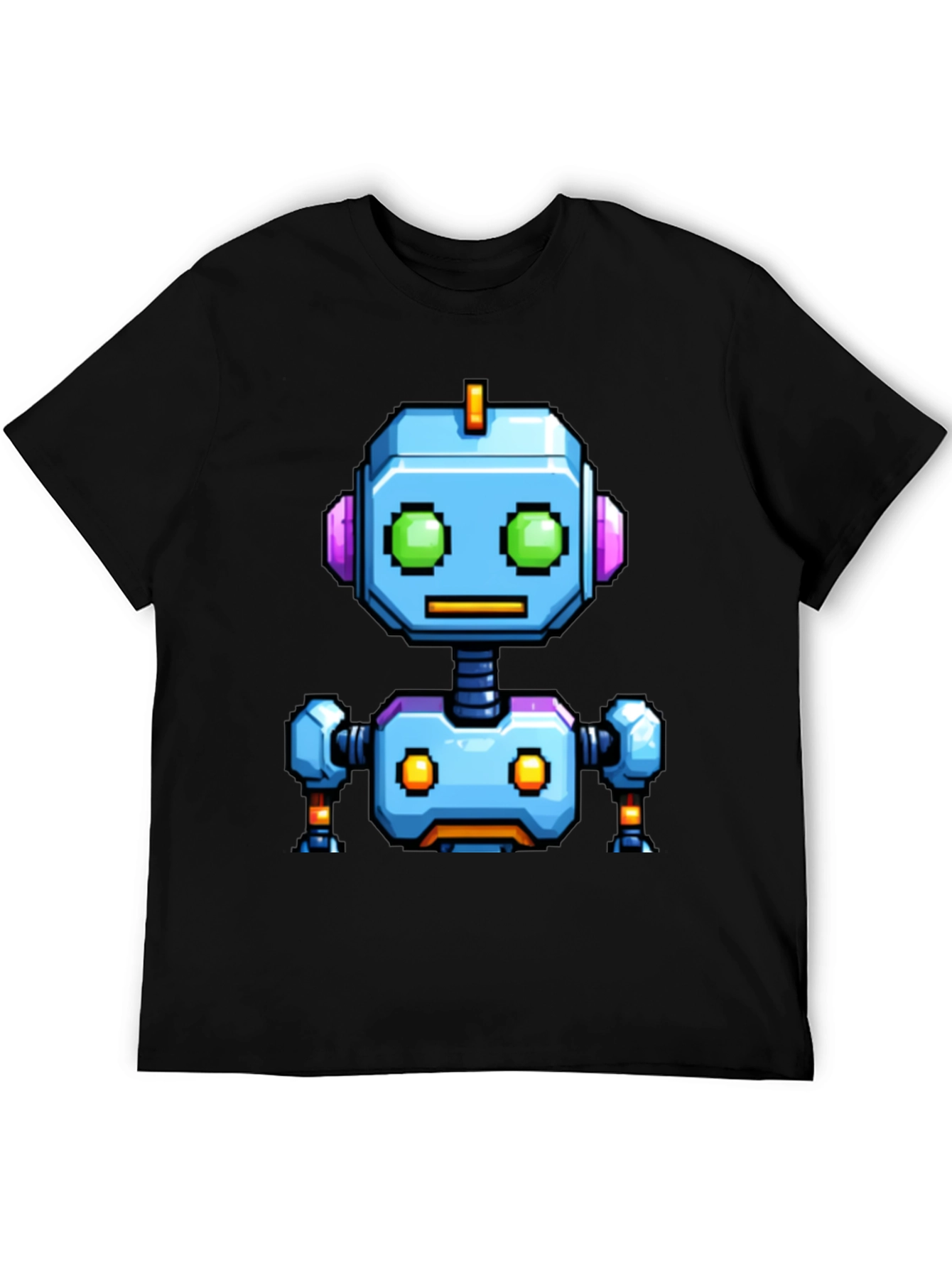 Pixel Art Robot Graphic Tee - Black