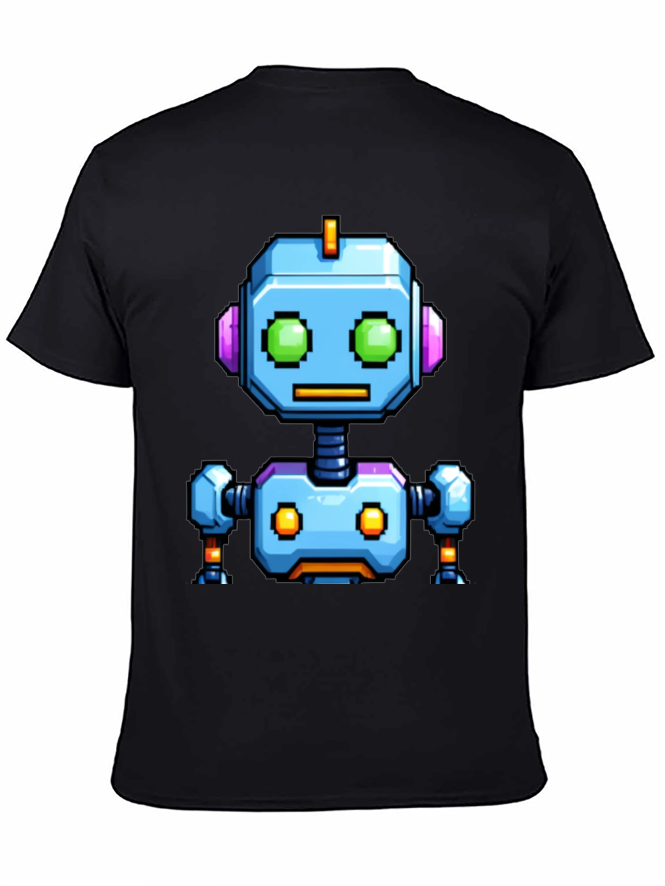 Pixel Art Robot Graphic Tee - Black