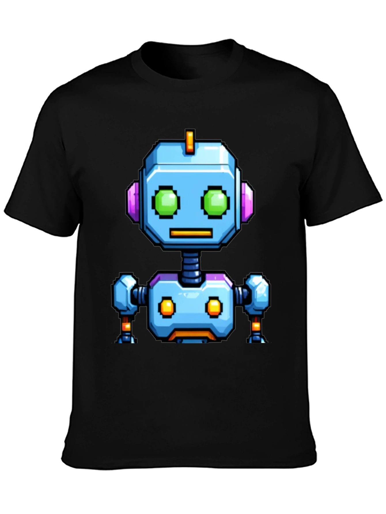 Pixel Art Robot Graphic Tee - Black