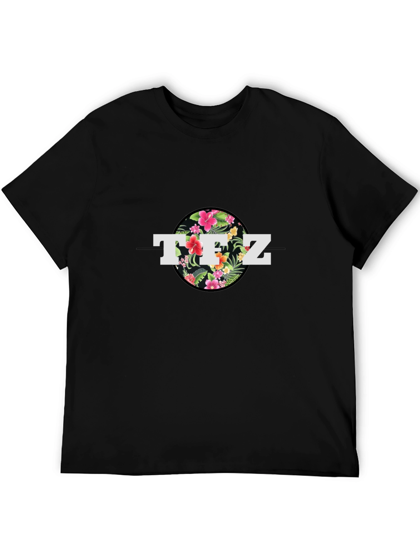 Floral TFZ Graphic Black T-Shirt