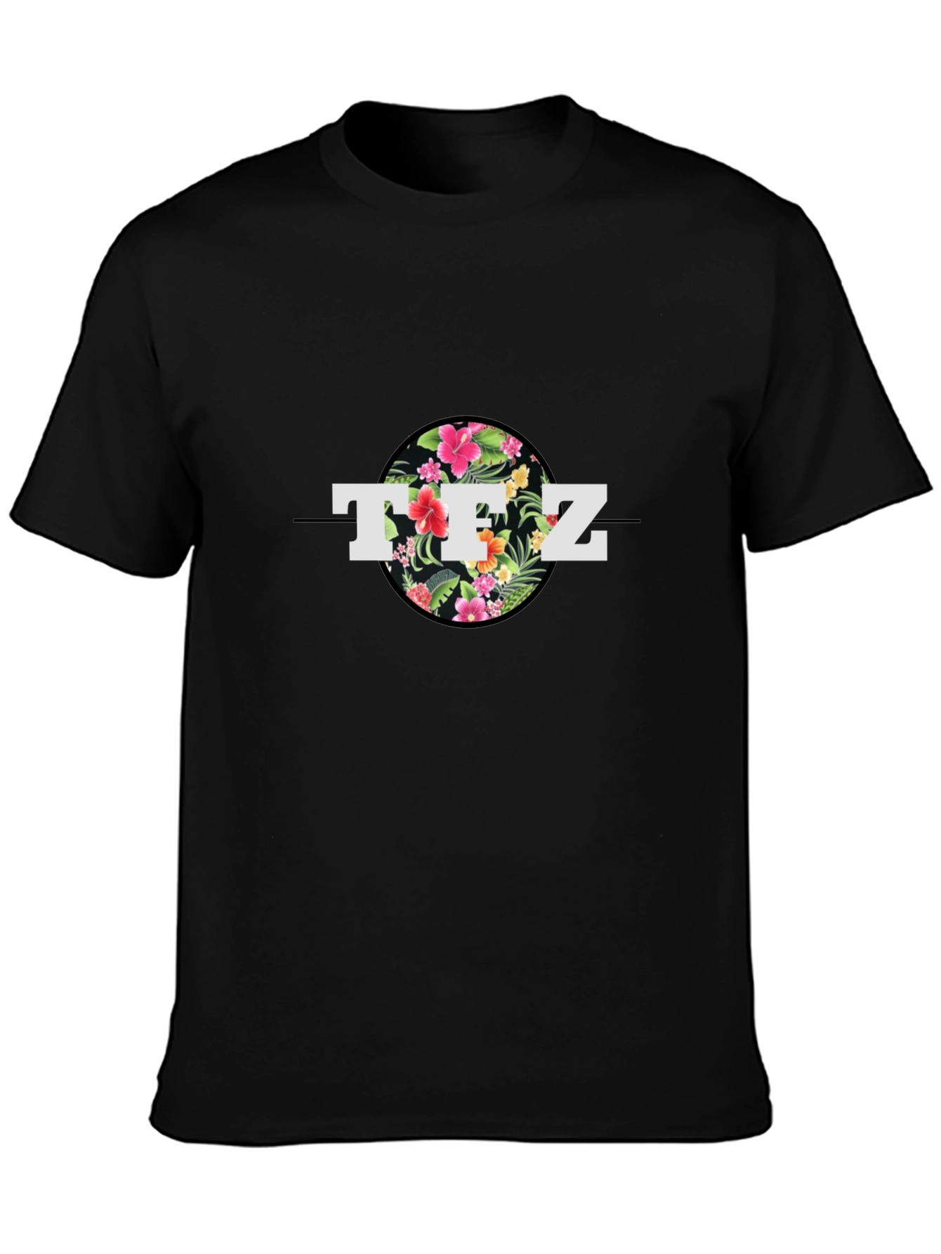 Floral TFZ Graphic Black T-Shirt