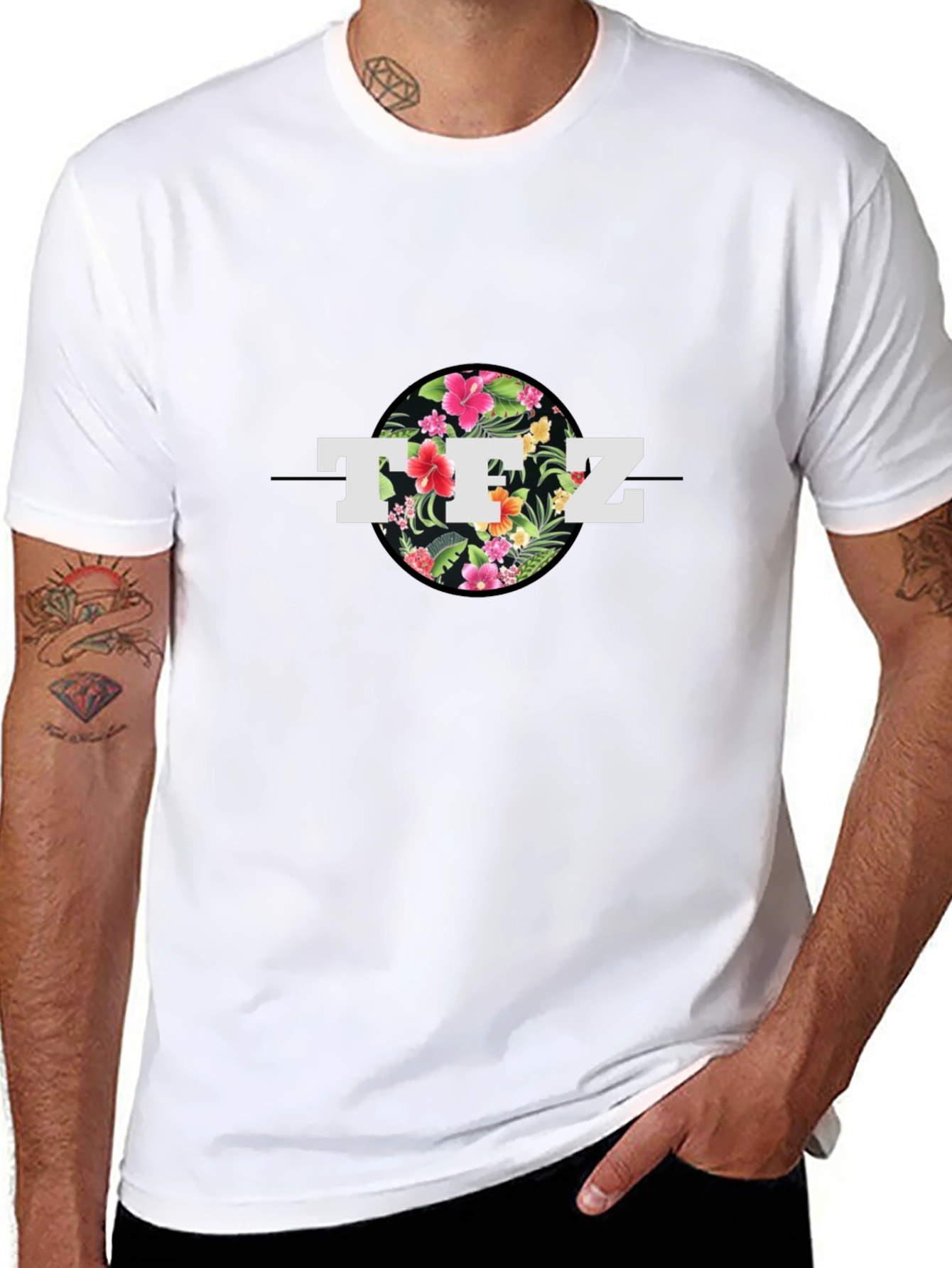 Floral TFZ Graphic Black T-Shirt