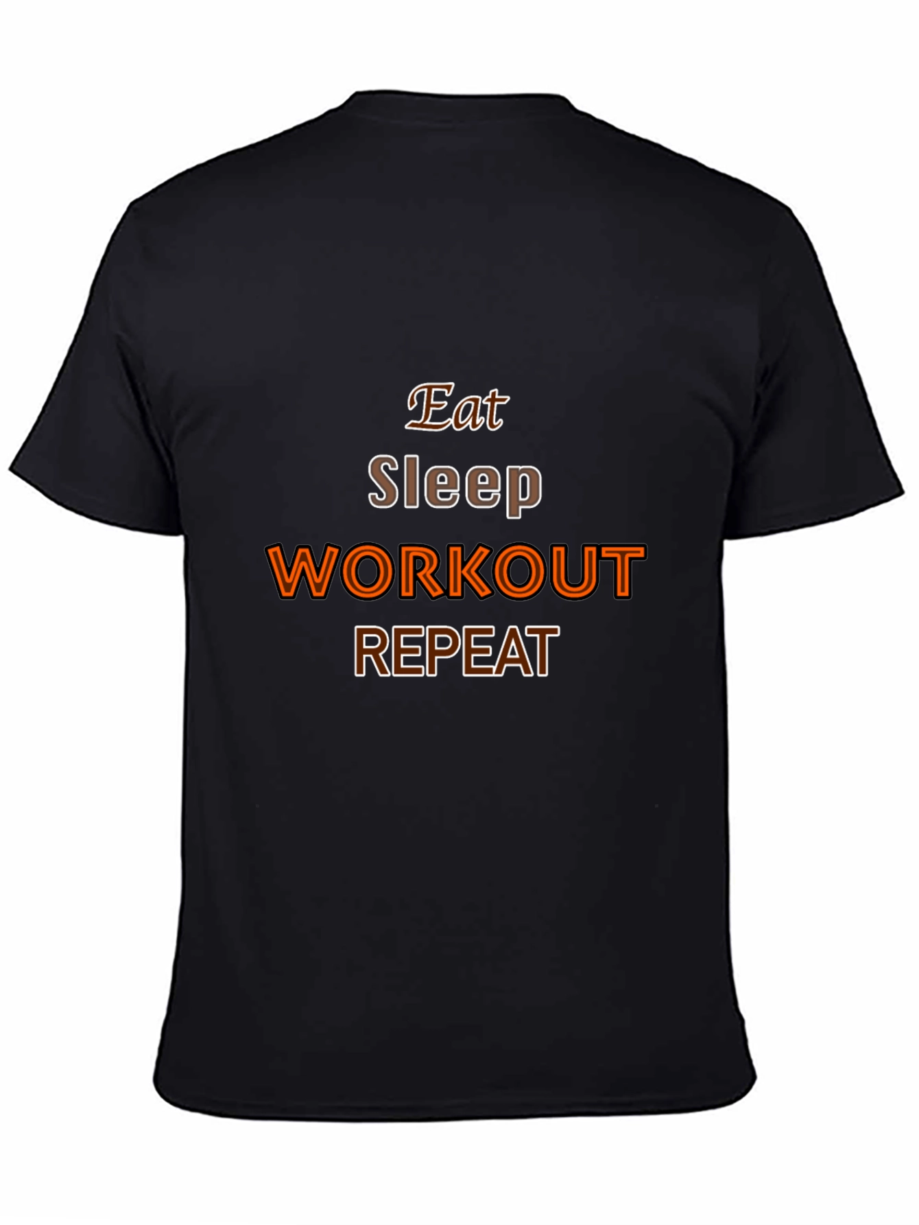 Eat Sleep Workout Repeat Black Graphic Tee