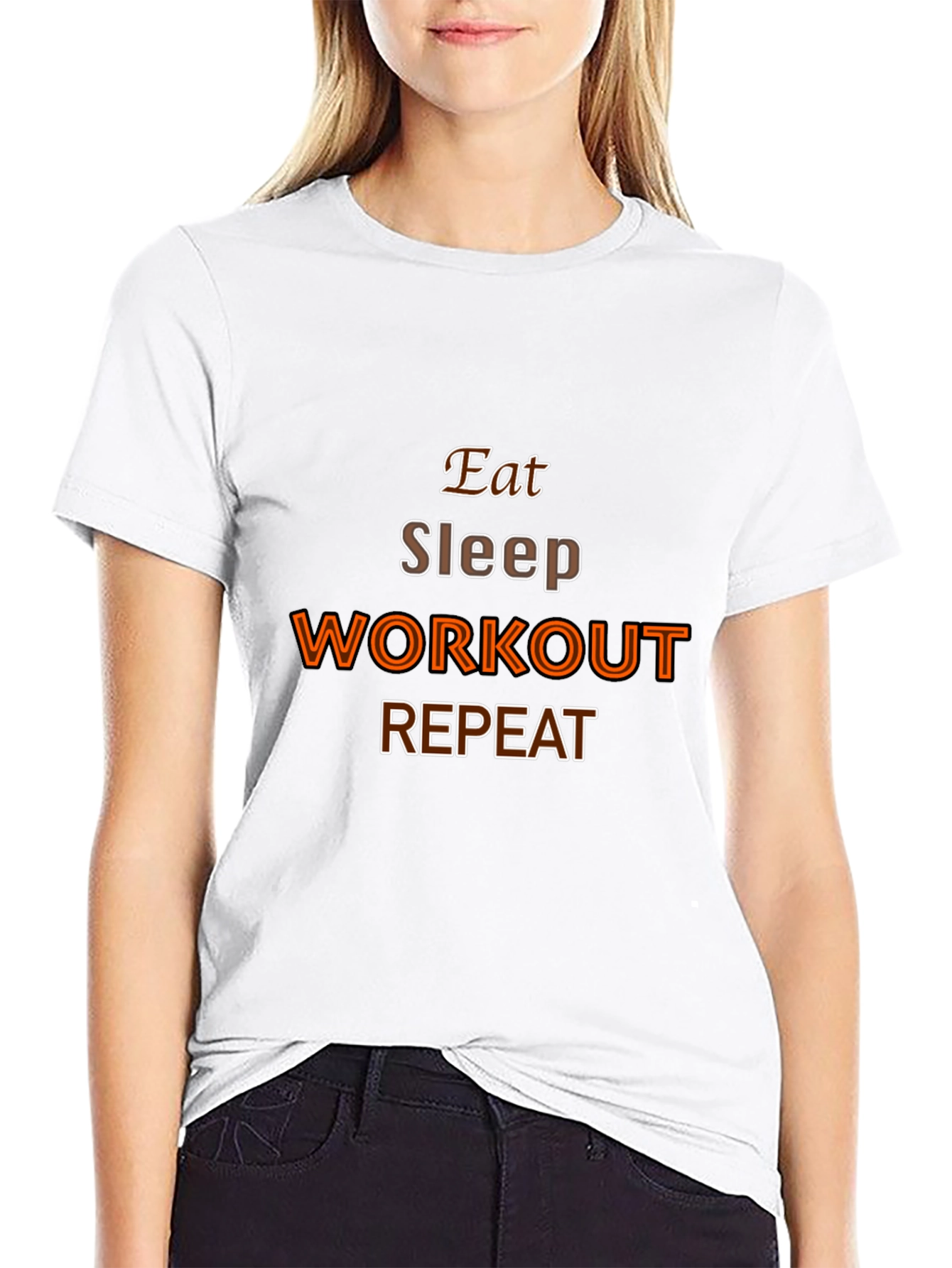 Eat Sleep Workout Repeat Black Graphic Tee