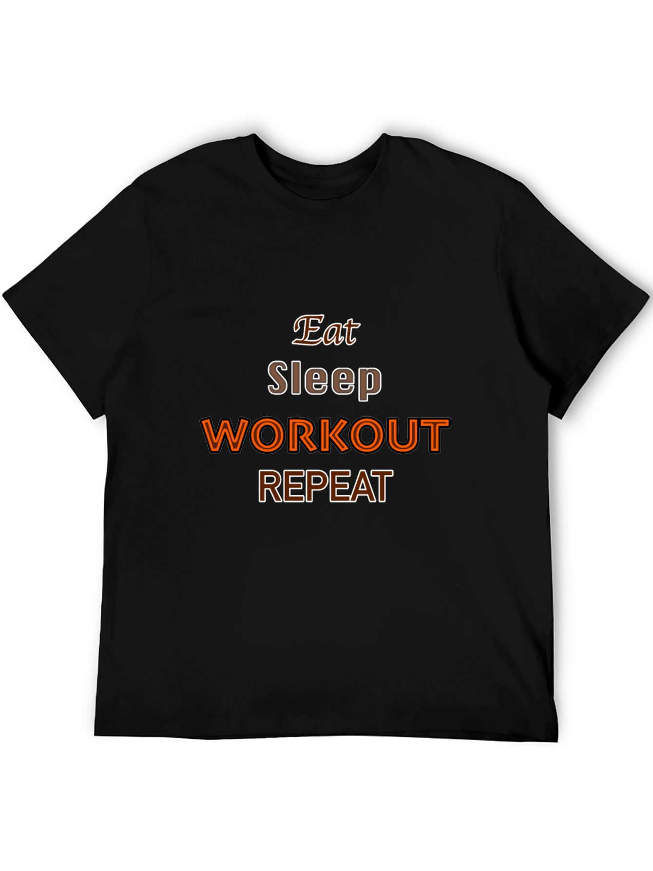 Eat Sleep Workout Repeat Black Graphic Tee