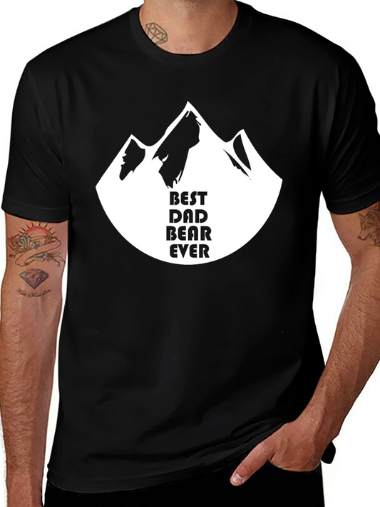 Best Dad Bear Ever Graphic T-Shirt - Black Cotton Tee