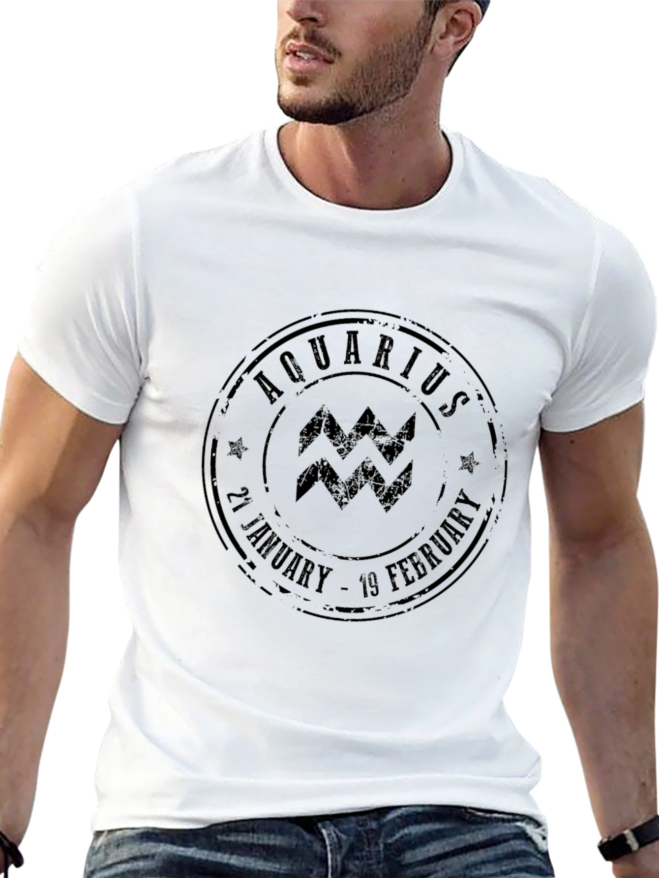 Aquarius Zodiac Sign Black T-Shirt