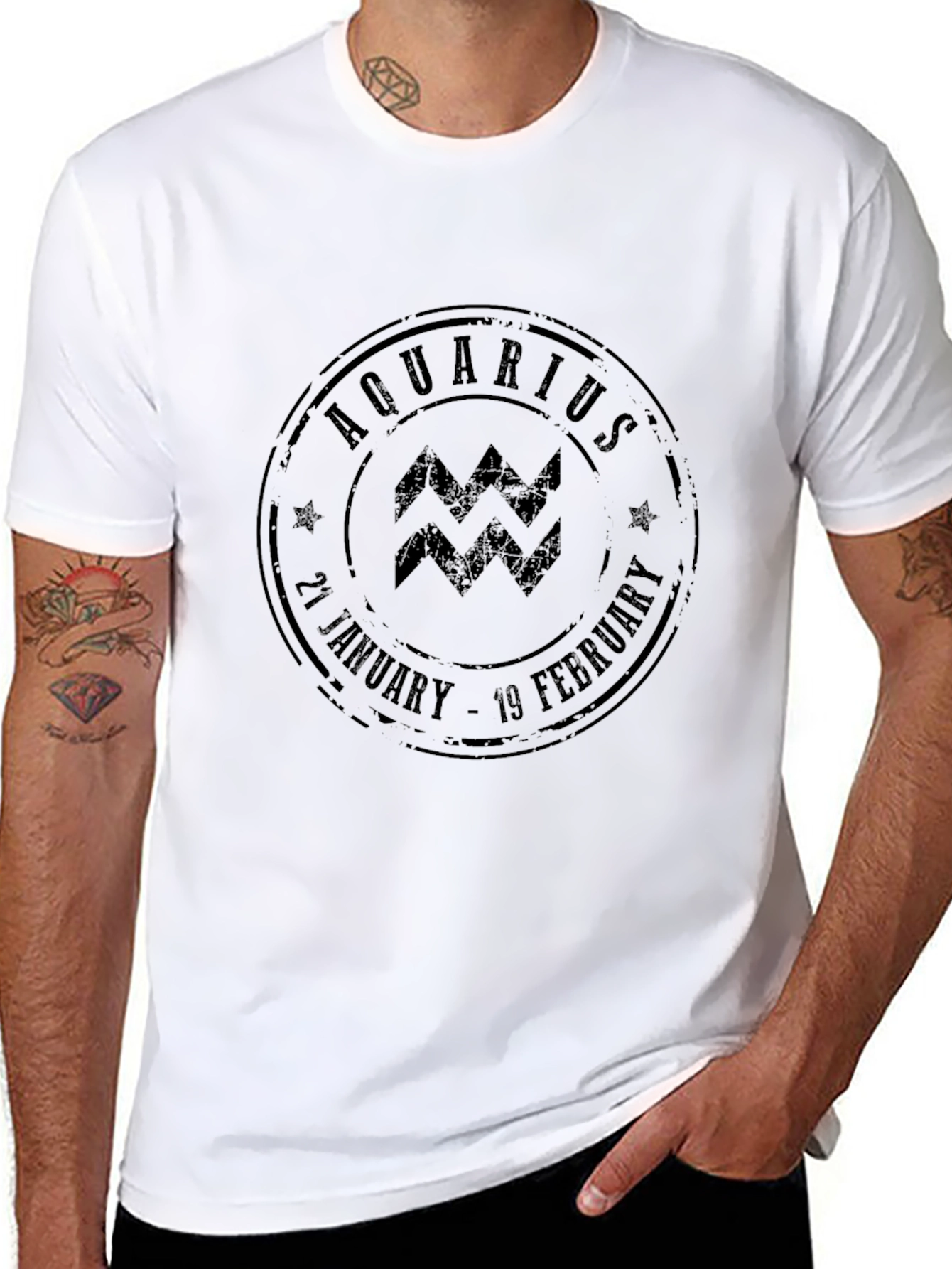 Aquarius Zodiac Sign Black T-Shirt