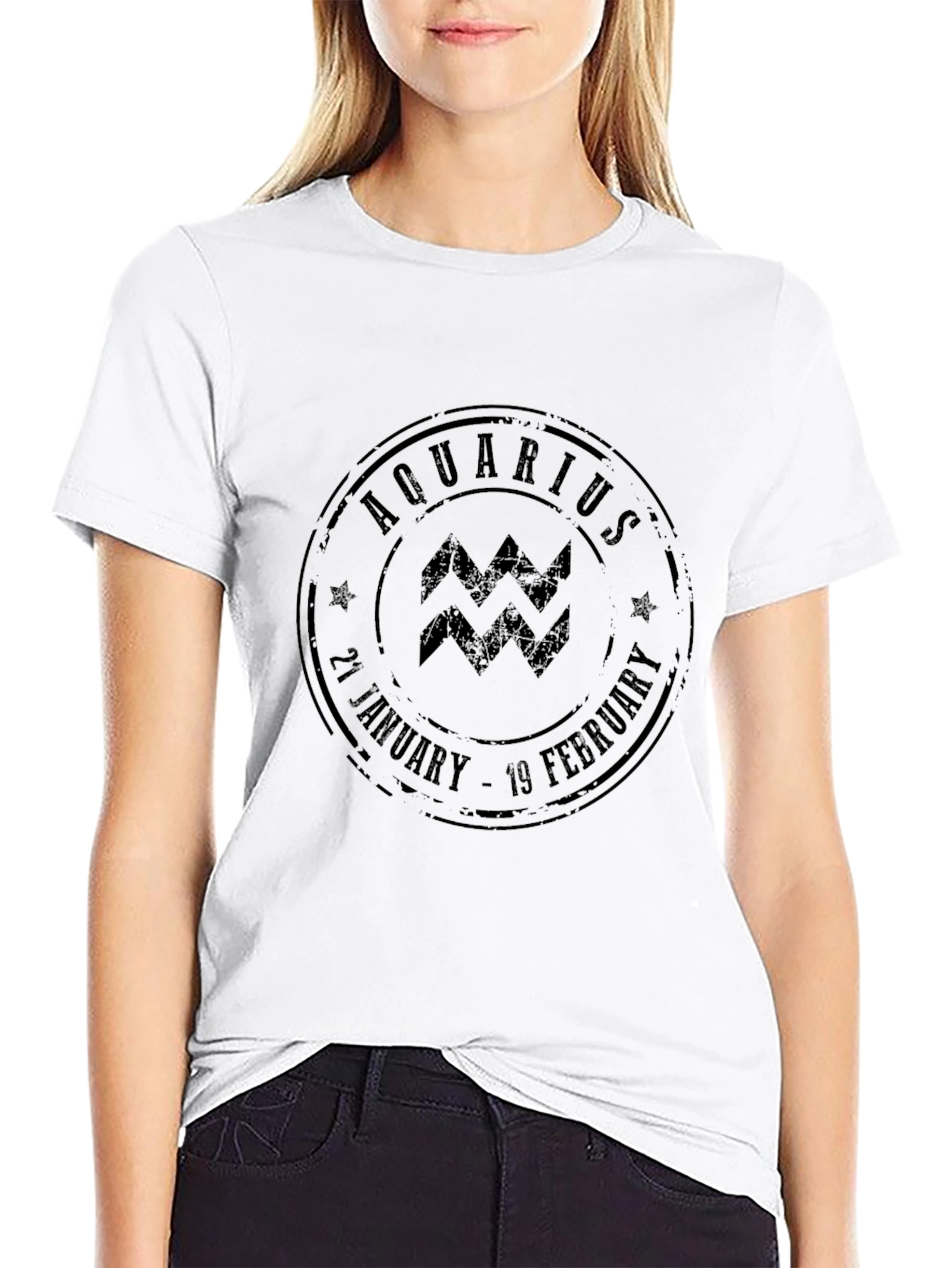 Aquarius Zodiac Sign Black T-Shirt