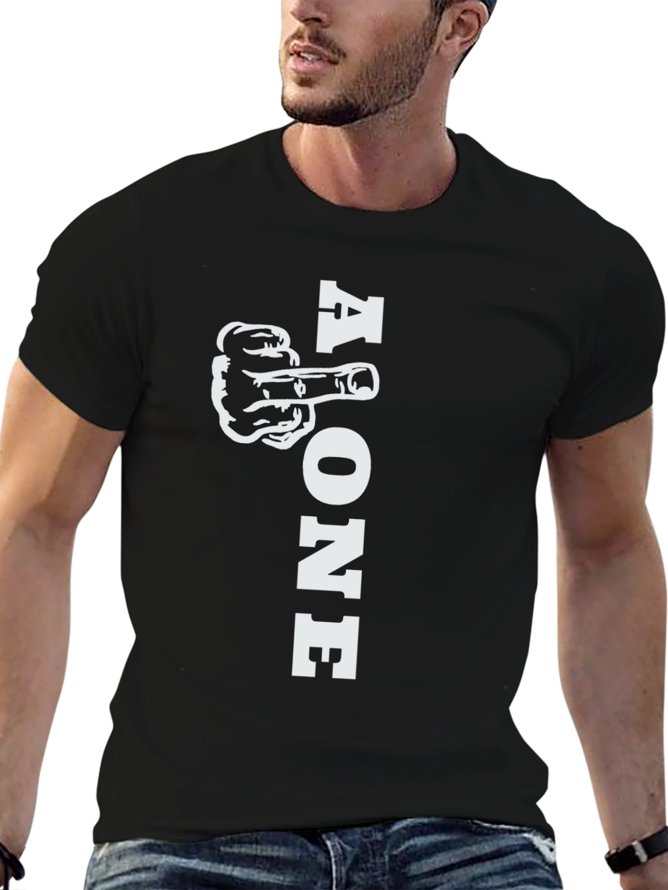 Alone Middle Finger Graphic T-Shirt