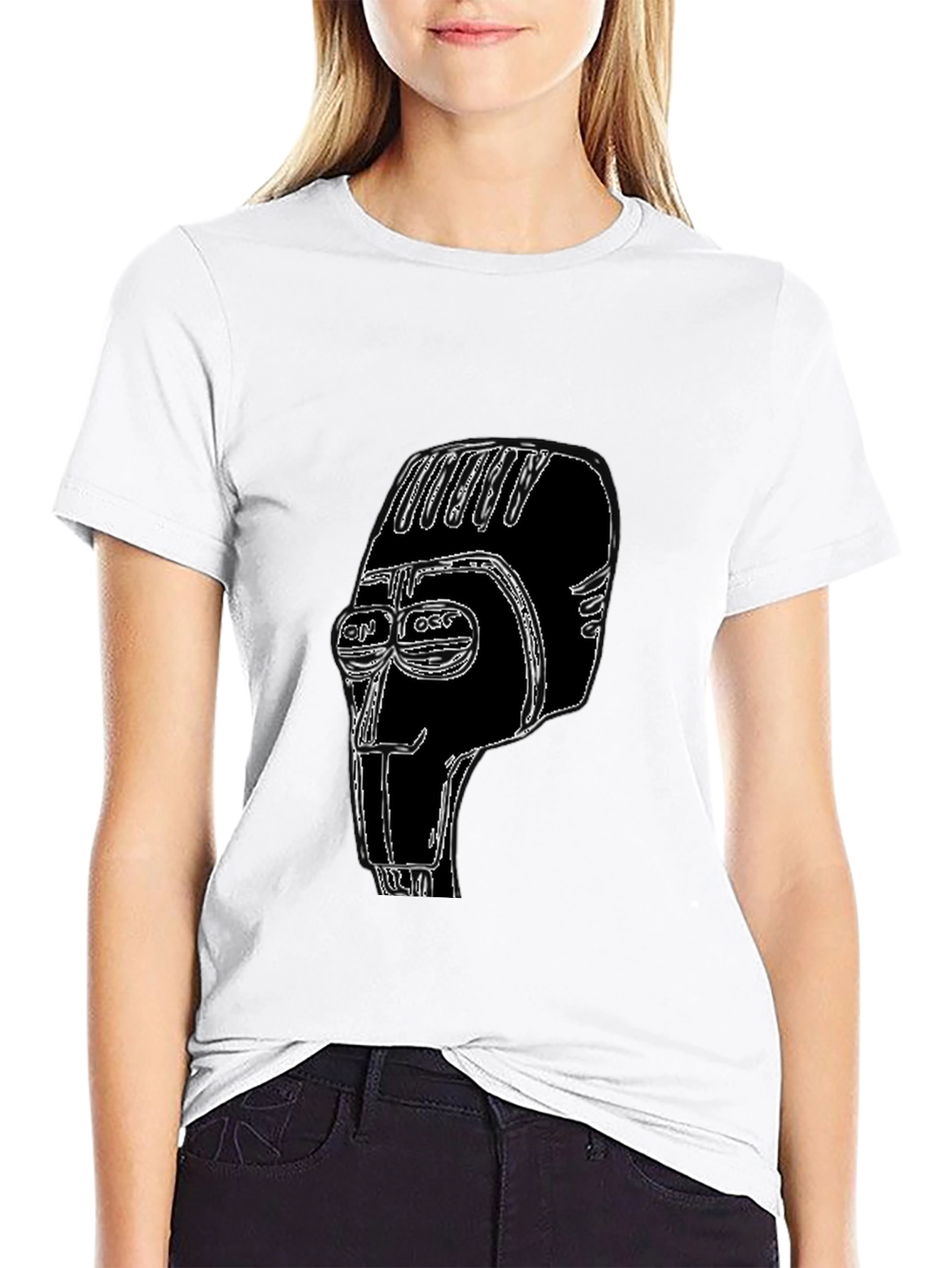 Abstract Head Graphic T-Shirt - Black