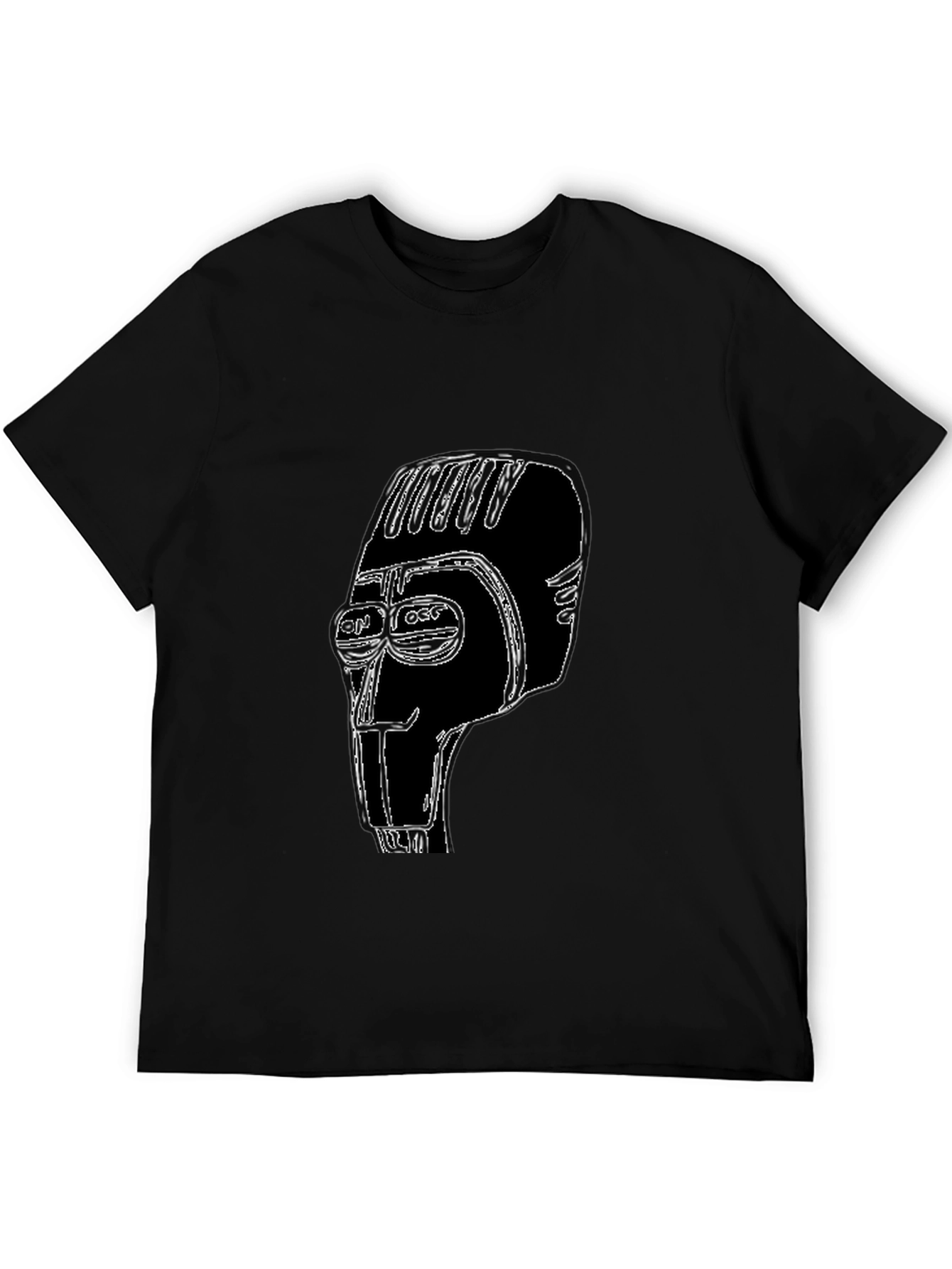 Abstract Head Graphic T-Shirt - Black