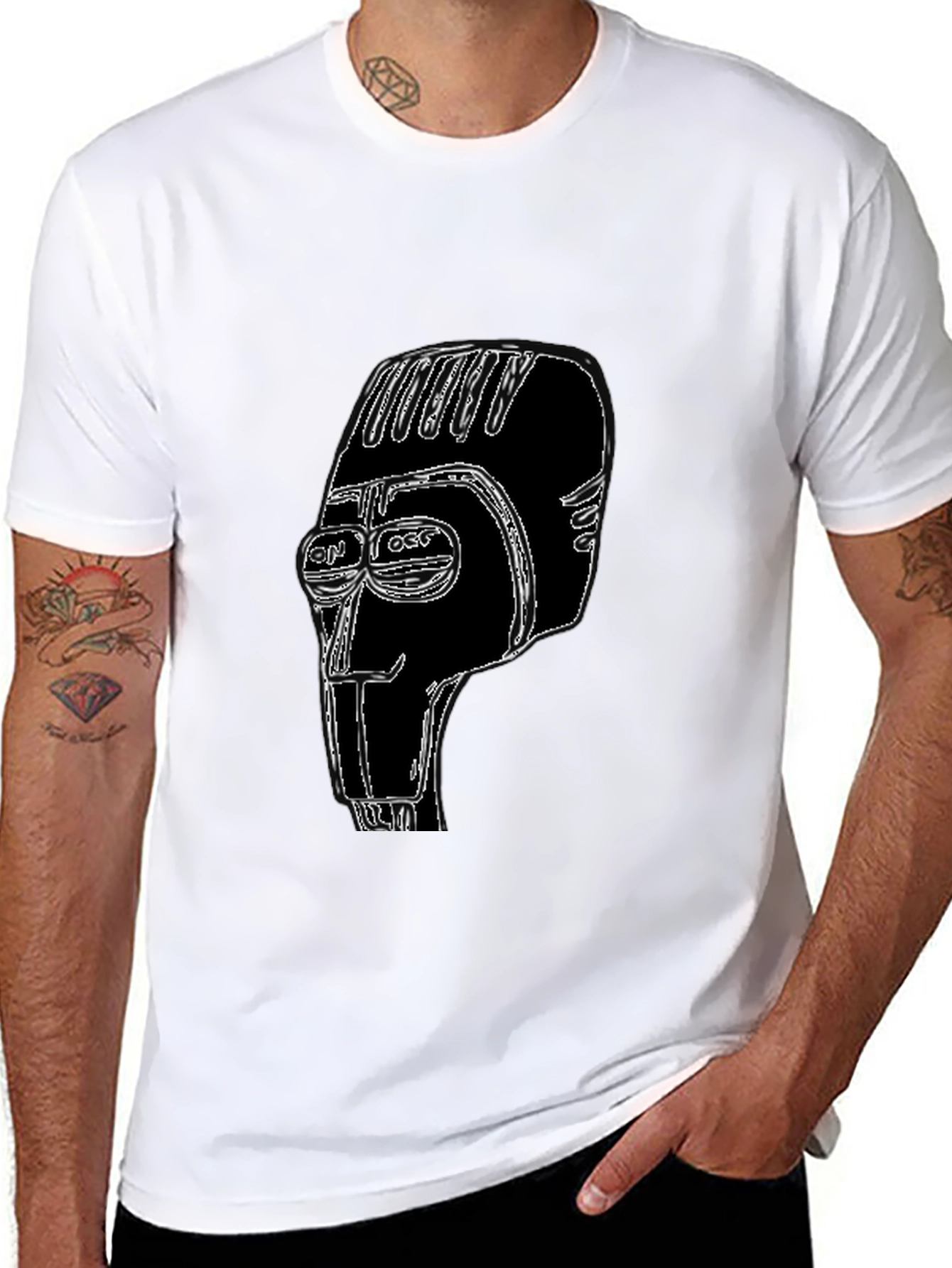 Abstract Head Graphic T-Shirt - Black