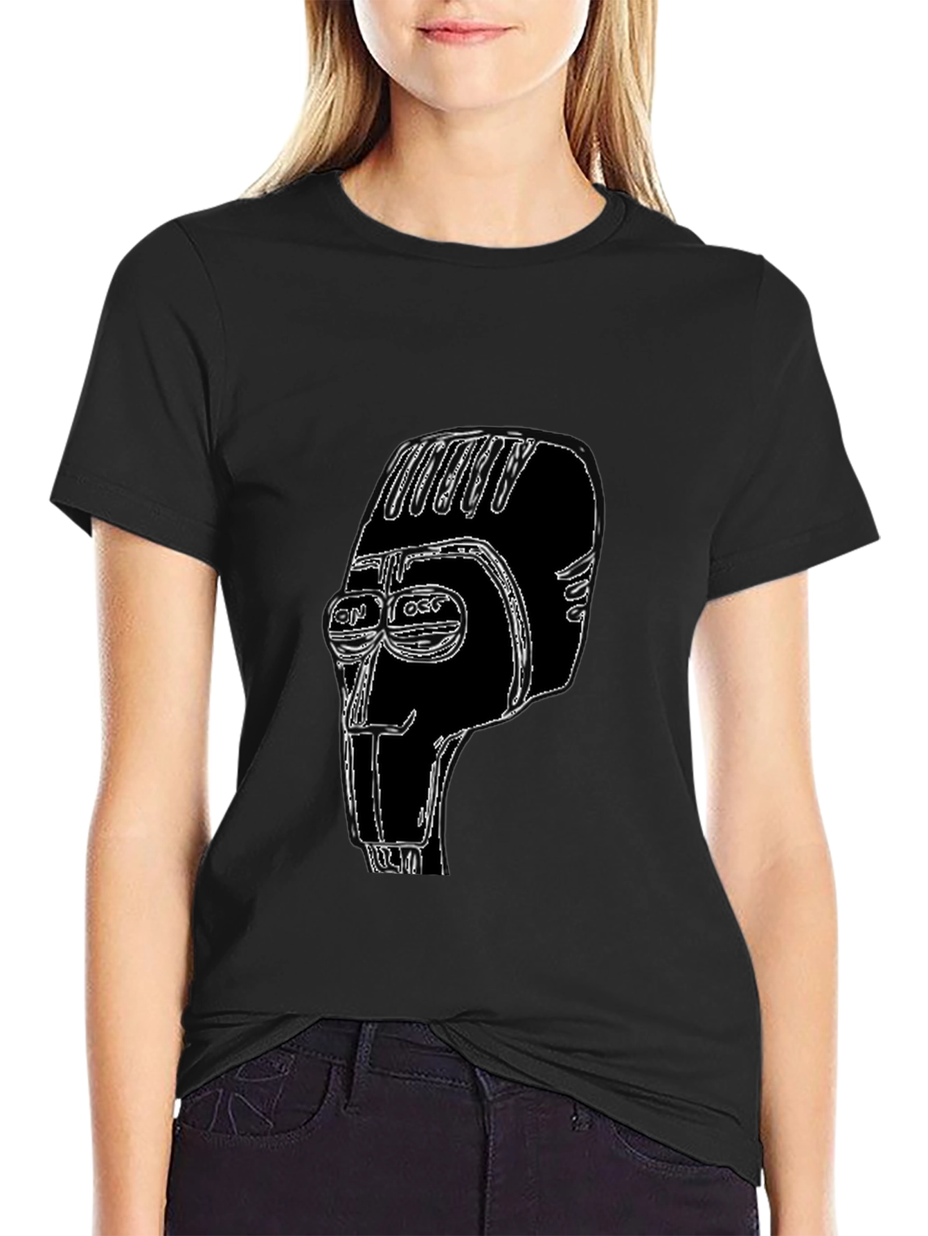 Abstract Head Graphic T-Shirt - Black