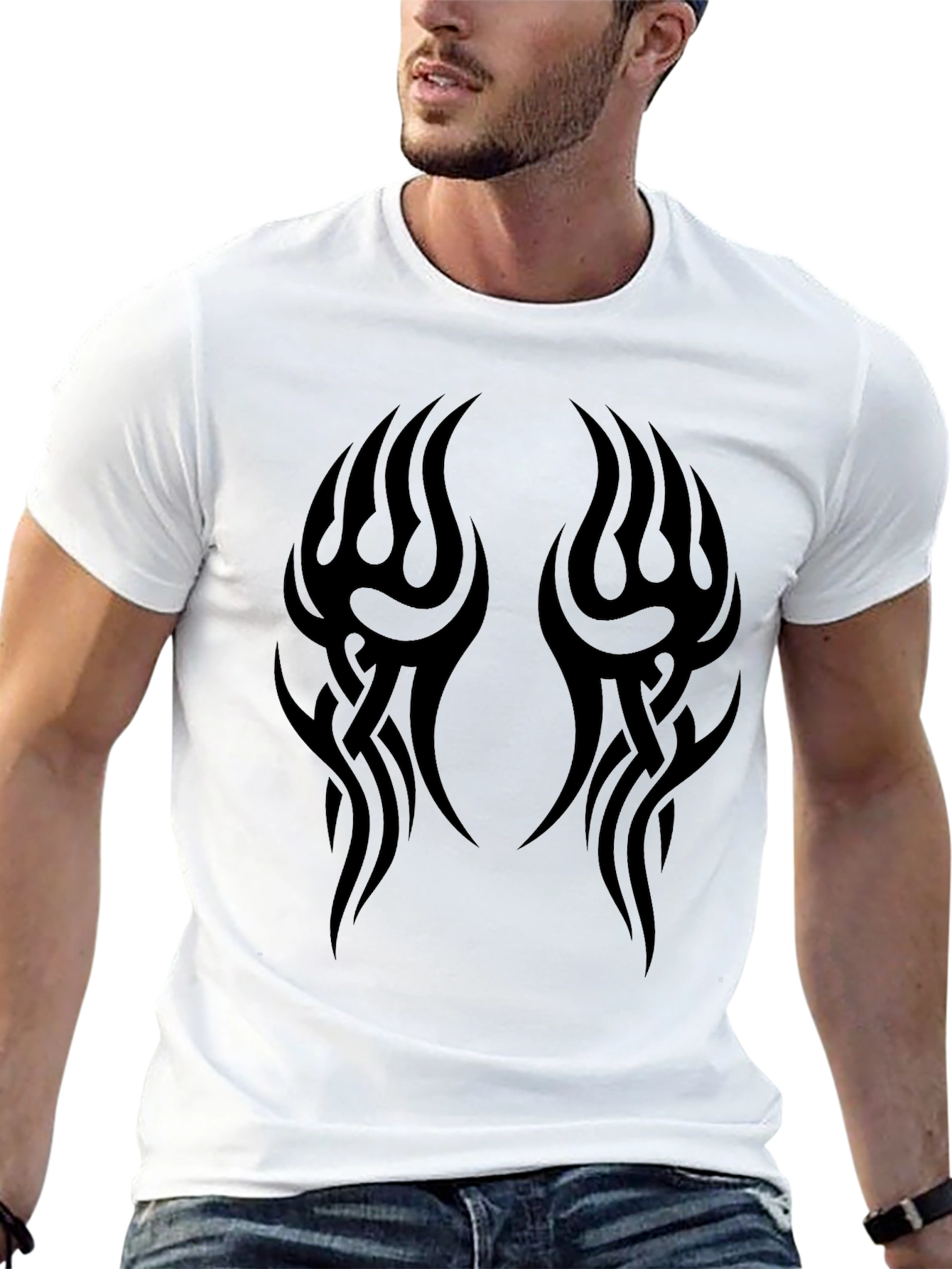 Mens Black Tribal Tattoo Graphic T-Shirt