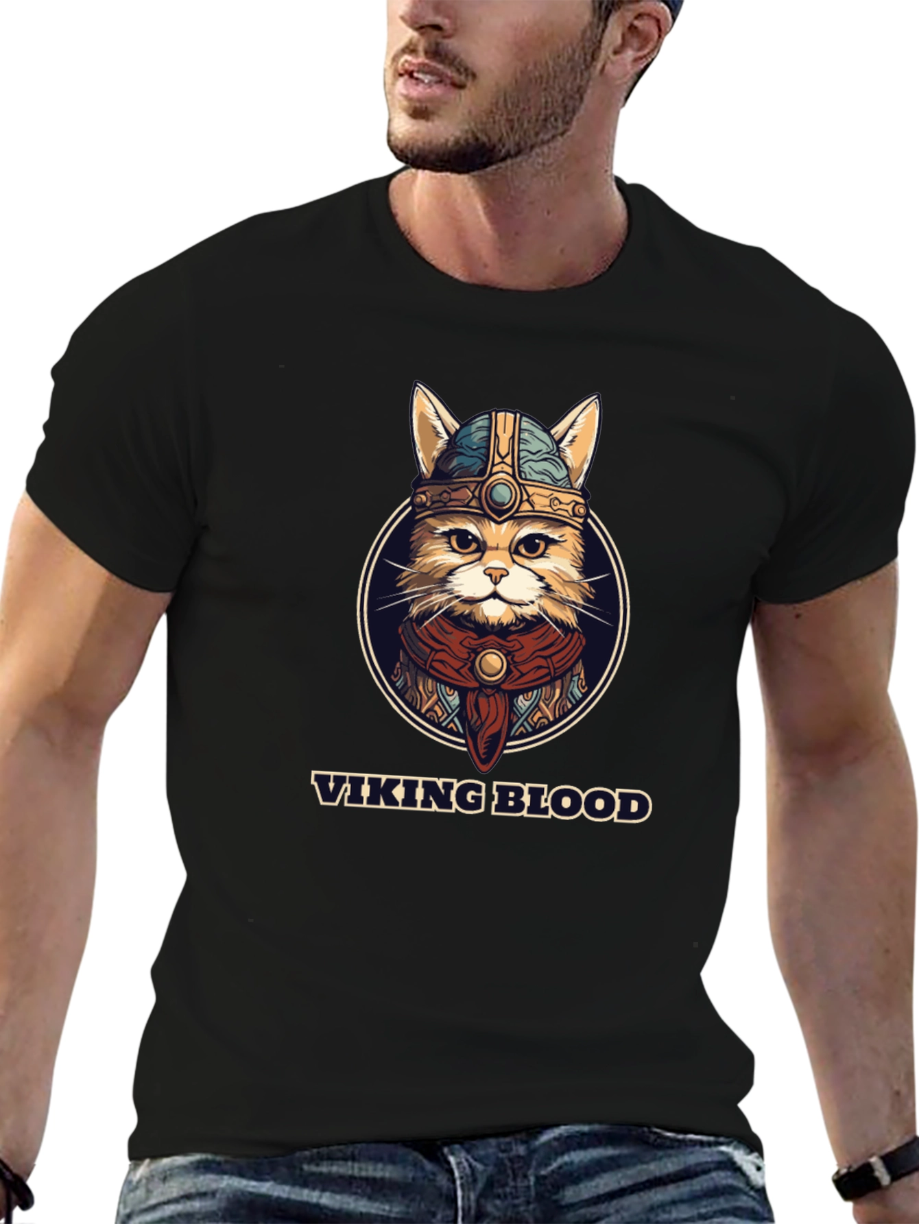 Viking Blood Cat Graphic T-Shirt