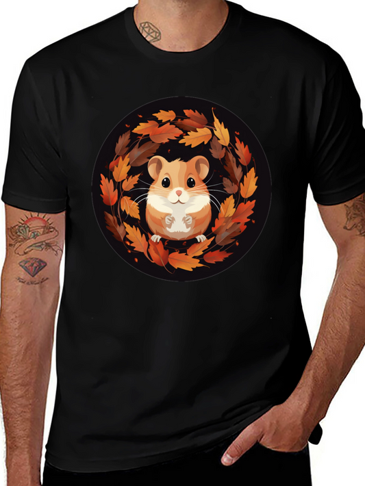 Hamster Autumn Leaves Graphic T-Shirt