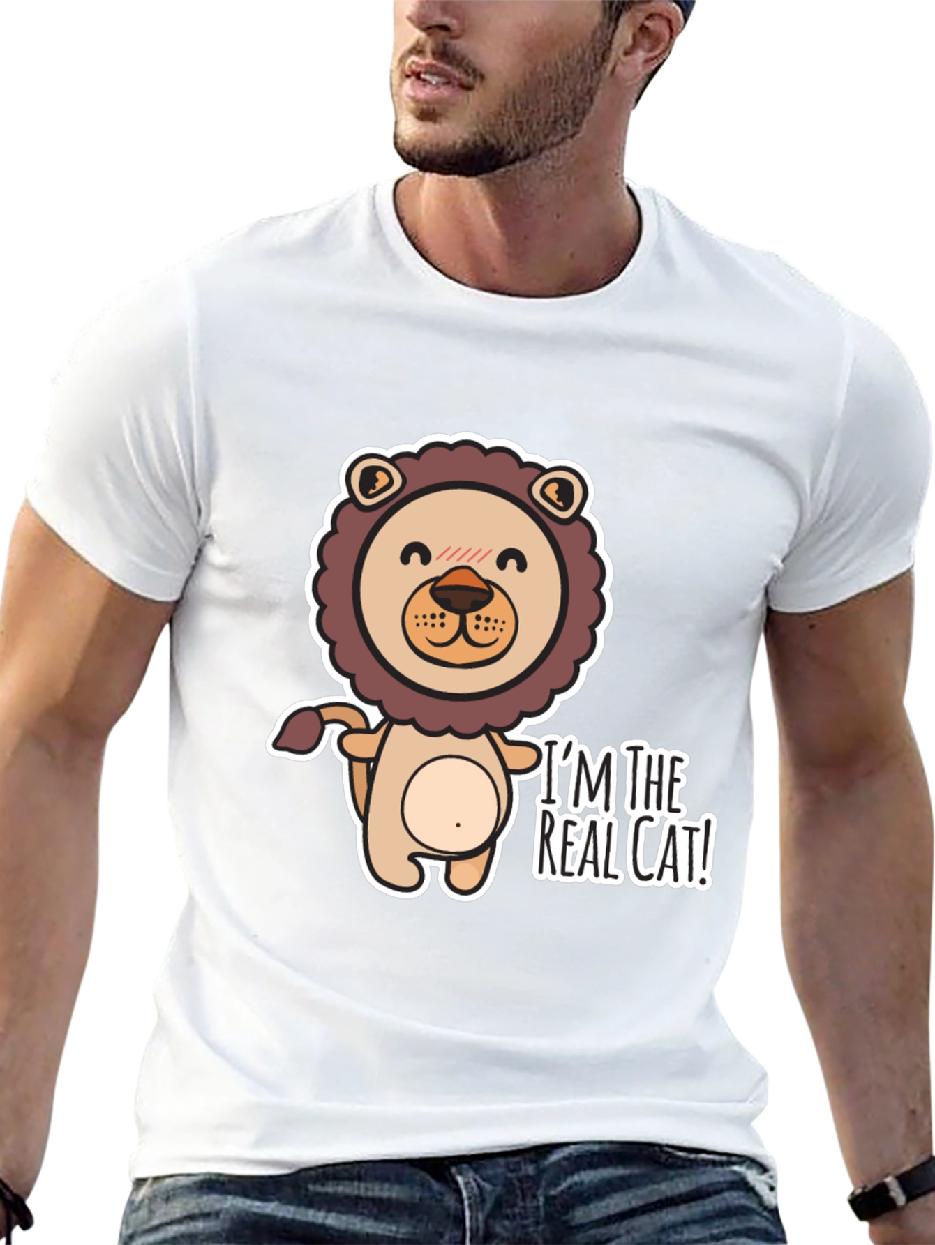 Im The Real Cat! Black Graphic T-Shirt
