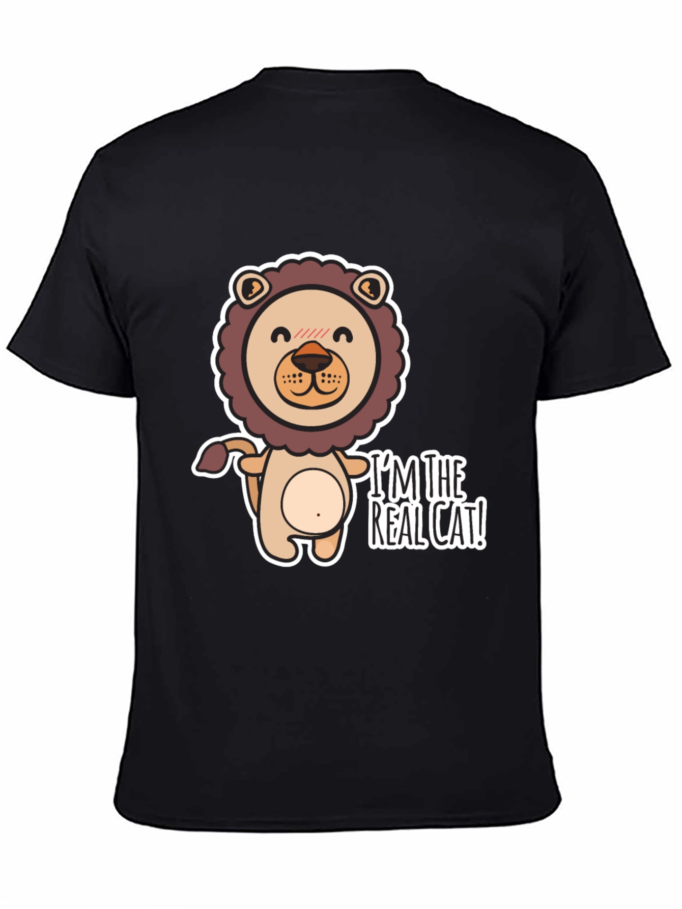 Im The Real Cat! Black Graphic T-Shirt