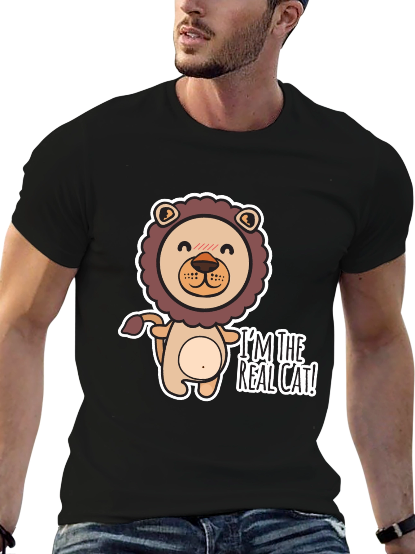 Im The Real Cat! Black Graphic T-Shirt