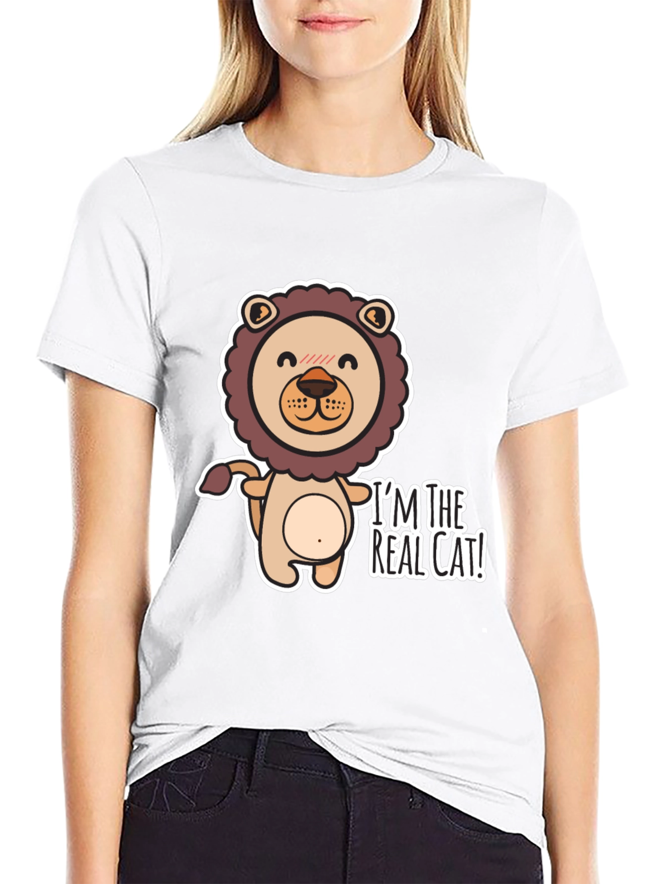 Im The Real Cat! Black Graphic T-Shirt