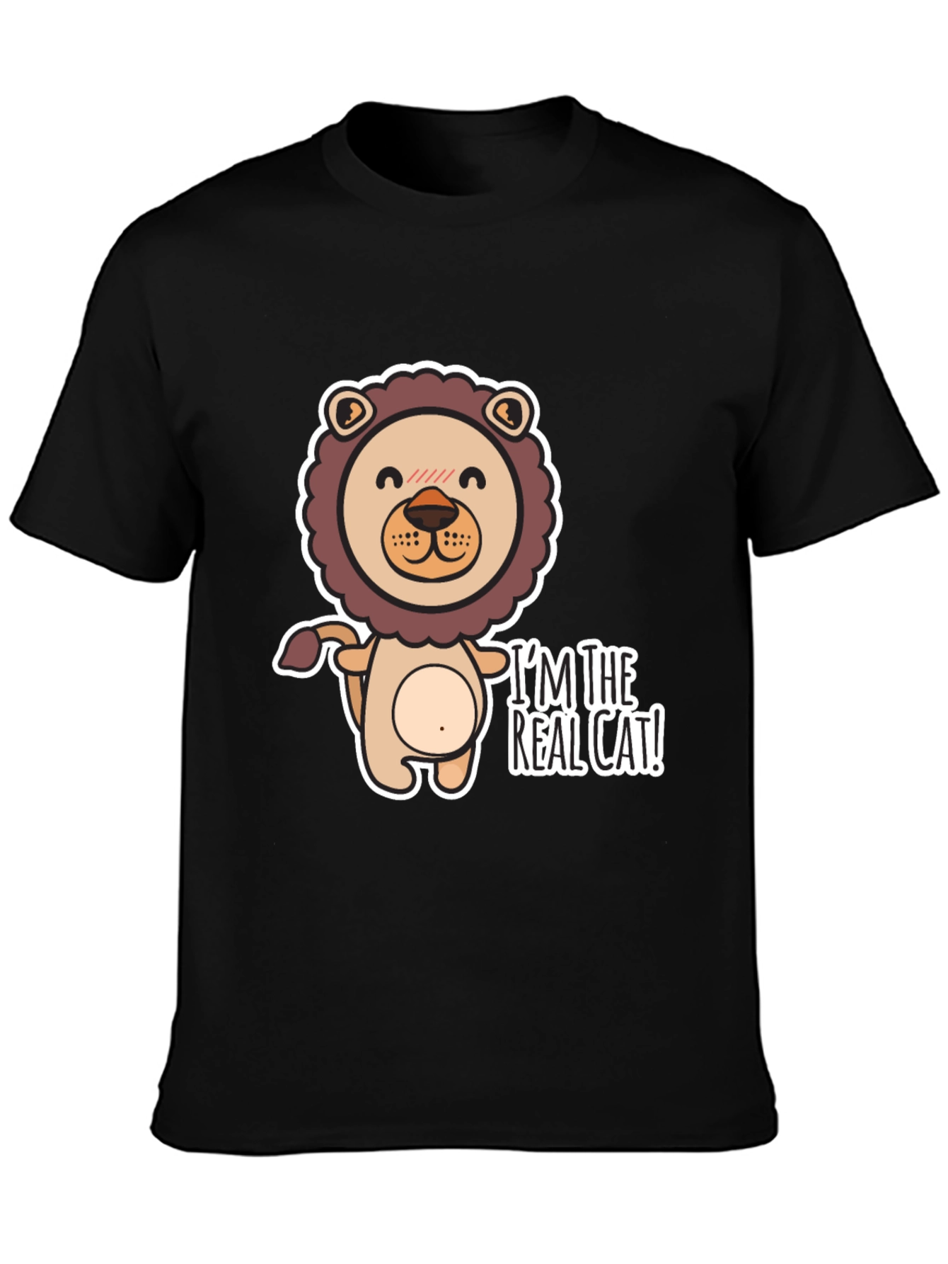 Im The Real Cat! Black Graphic T-Shirt