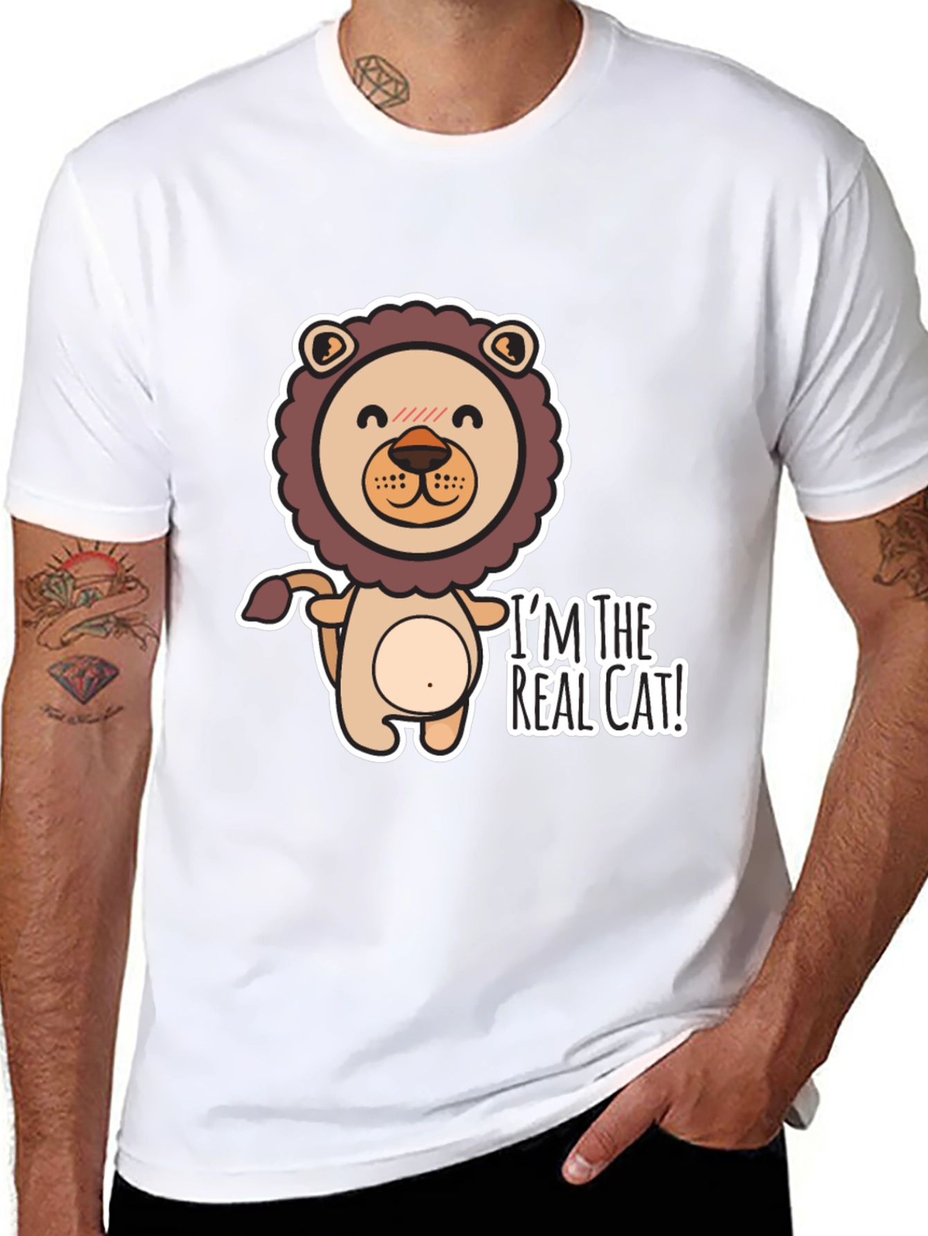 Im The Real Cat! Black Graphic T-Shirt
