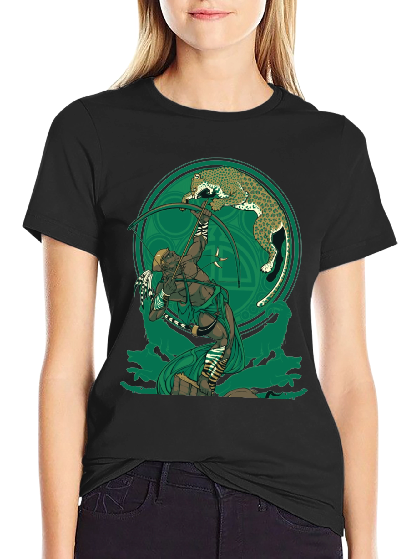 Archer & Leopard Graphic Tee - Black