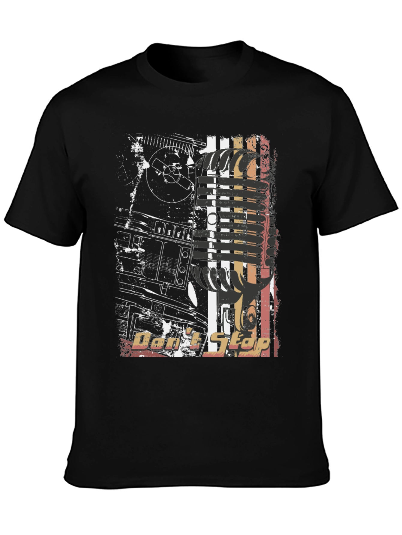 Retro DJ Mixer Graphic Black T-Shirt