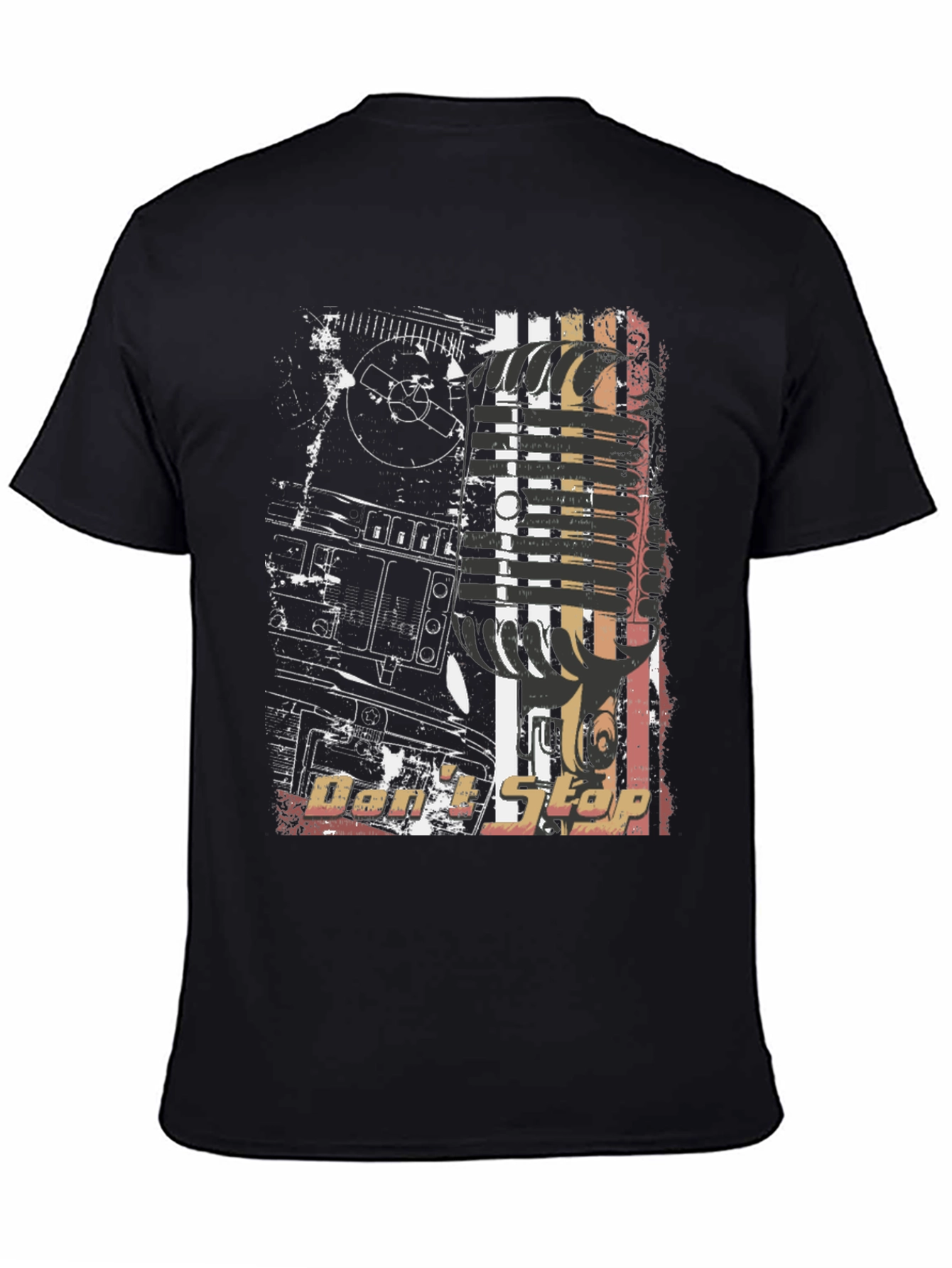 Retro DJ Mixer Graphic Black T-Shirt