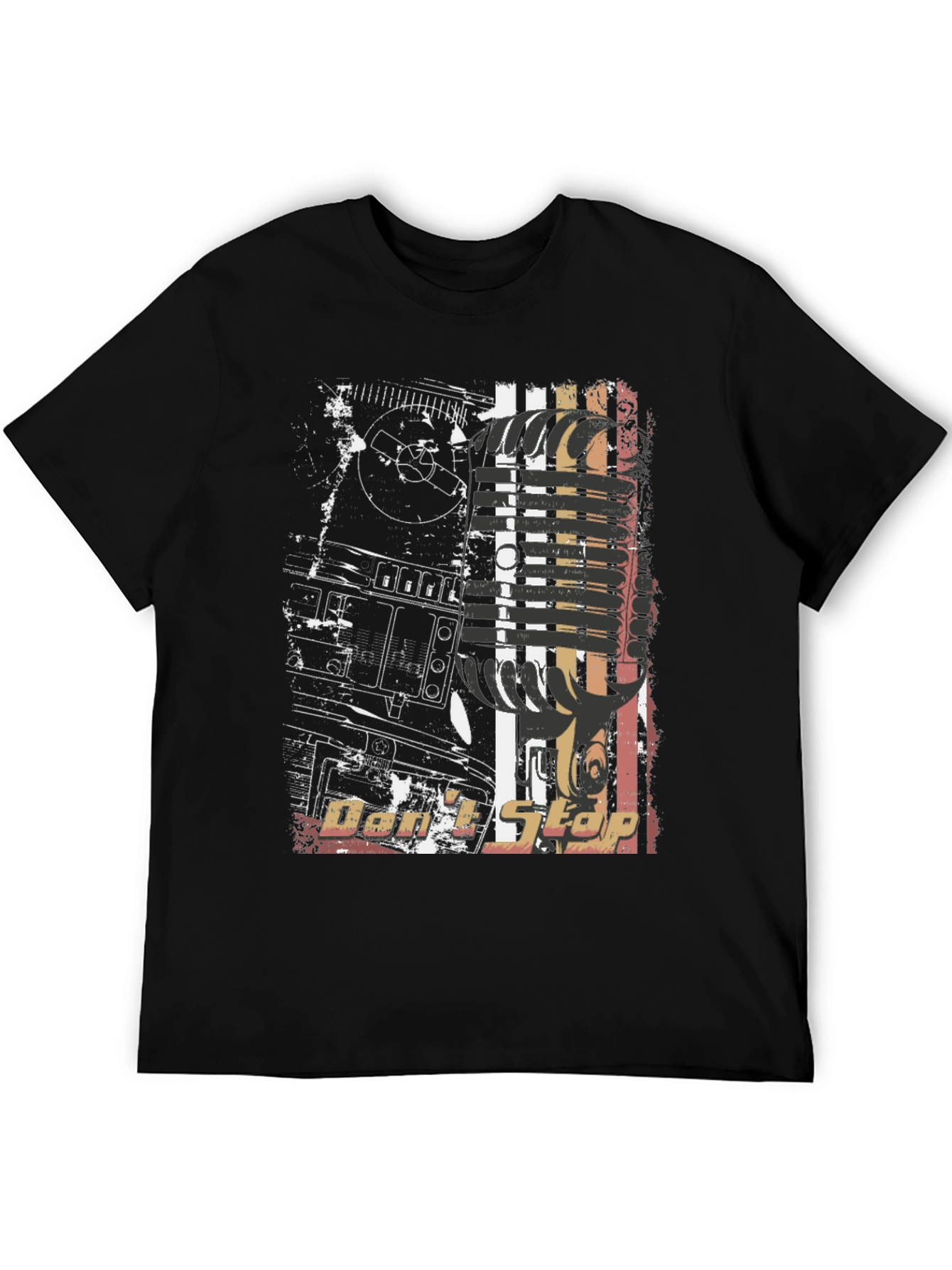 Retro DJ Mixer Graphic Black T-Shirt