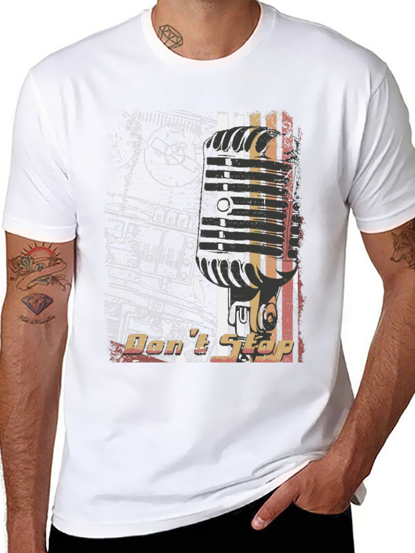 Retro DJ Mixer Graphic Black T-Shirt