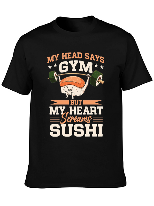 Gym & Sushi Graphic Tee - Workout Foodie Shirt