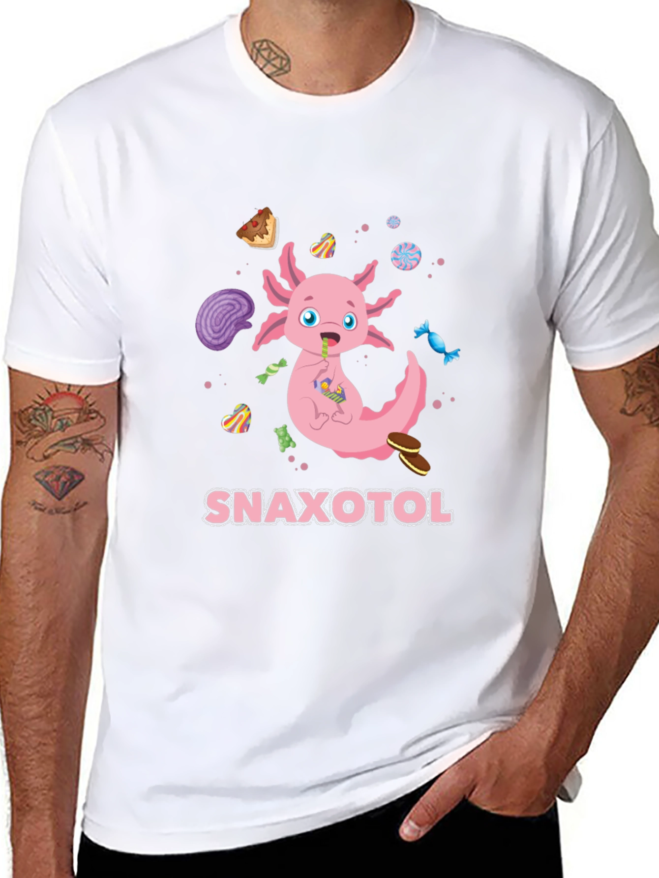 Snaxolotl T-Shirt: Cute Axolotl & Candy